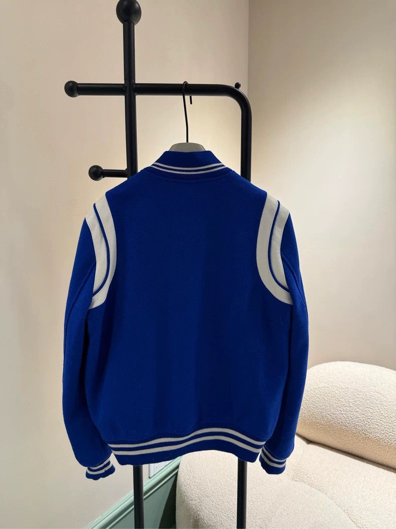 Saint Laurent Paris Saint Laurent Blue Teddy Baseball Jacket Size US M / EU 48-50 / 2 - 2 Thumbnail