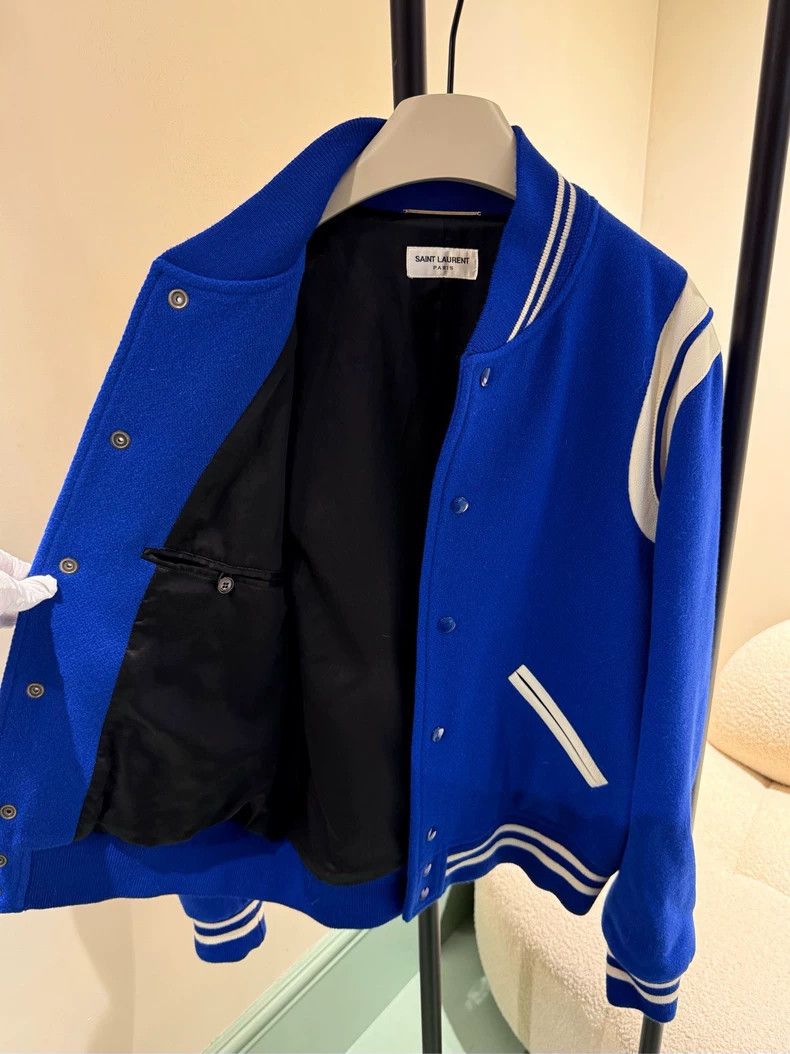 Saint Laurent Paris Saint Laurent Blue Teddy Baseball Jacket Size US M / EU 48-50 / 2 - 3 Thumbnail