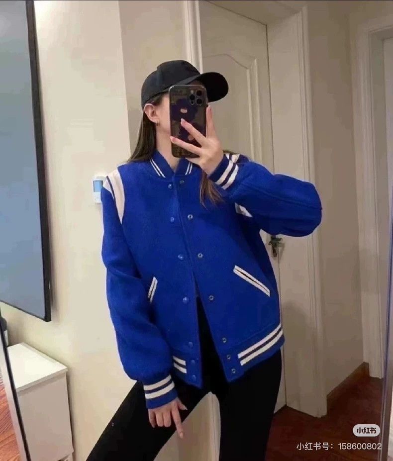 Saint Laurent Paris Saint Laurent Blue Teddy Baseball Jacket Size US M / EU 48-50 / 2 - 9 Thumbnail