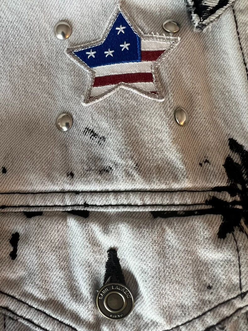 Yves Saint Laurent YSL Men's White Denim Jacket Size US M / EU 48-50 / 2 - 2 Thumbnail