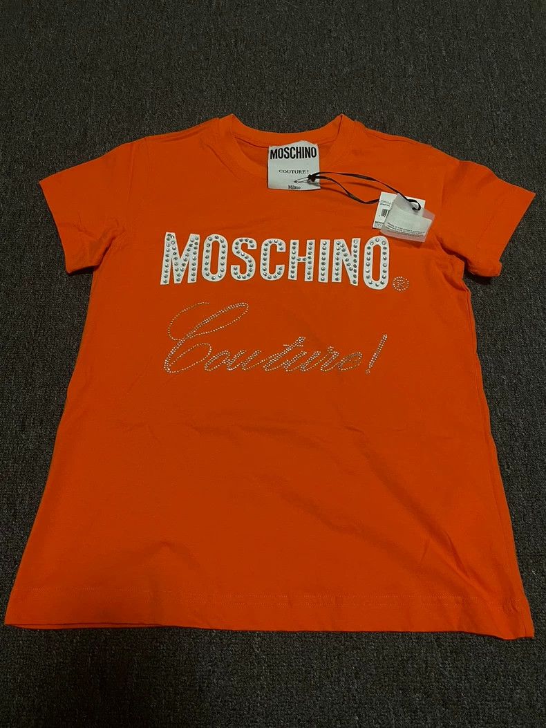 Moschino Moschino Women's Embellished Orange T-Shirt-yf Size US XS / EU 42 / 0 - 3 Thumbnail