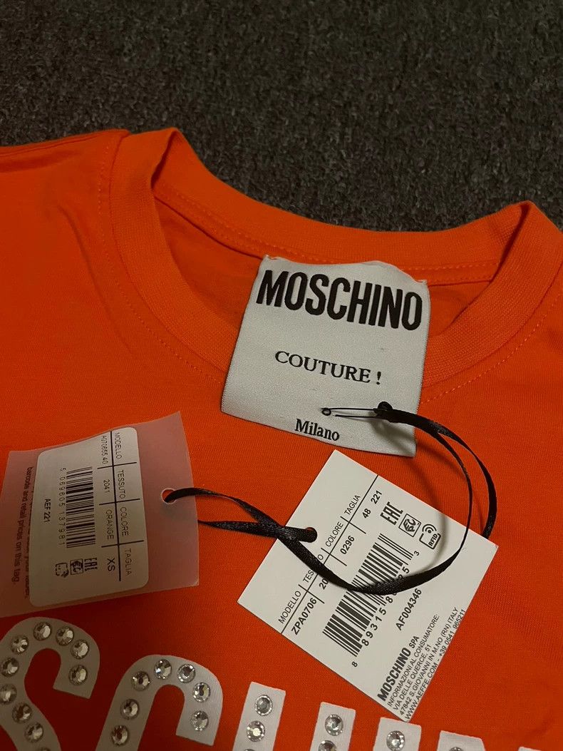 Moschino Moschino Women's Embellished Orange T-Shirt-yf Size US XS / EU 42 / 0 - 4 Thumbnail