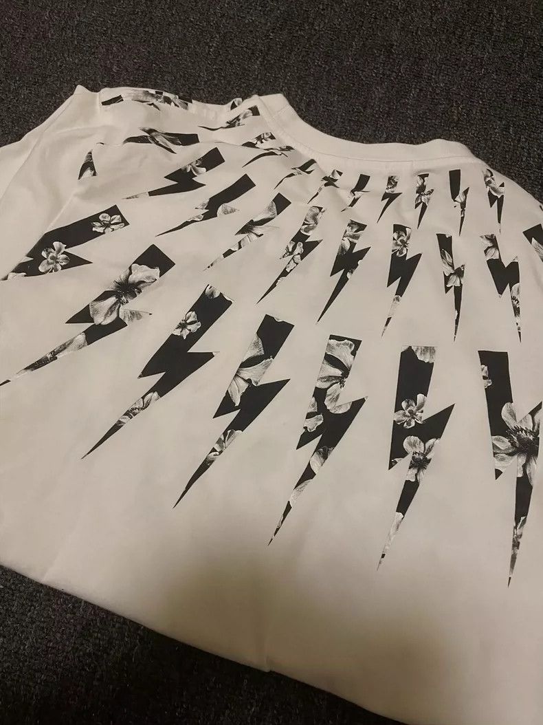 Alexander McQueen Neil Barrett White Lightning Floral T-shirt-yf Size US XS / EU 42 / 0 - 4 Thumbnail