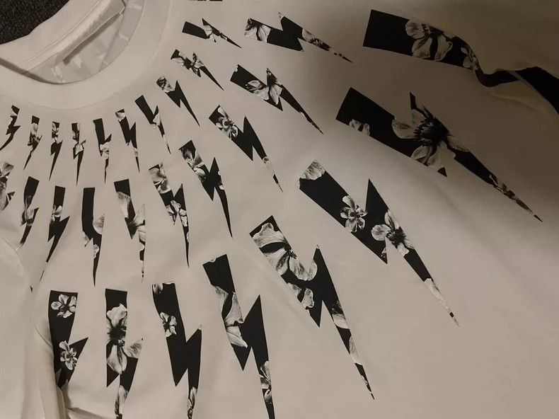 Alexander McQueen Neil Barrett White Lightning Floral T-shirt-yf Size US XS / EU 42 / 0 - 2 Thumbnail