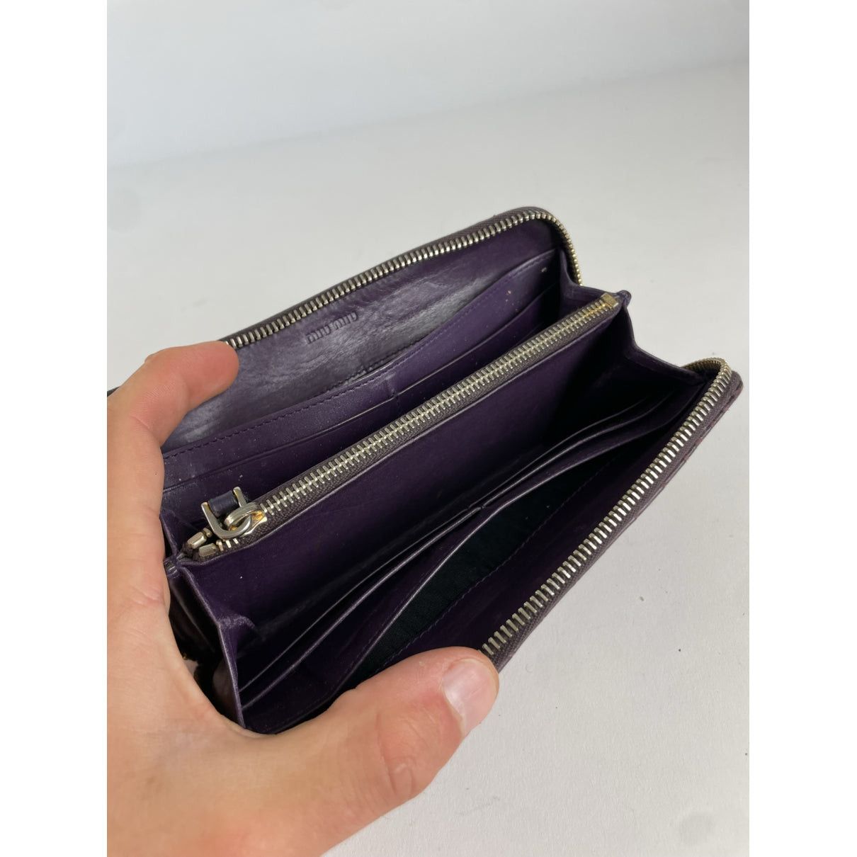 Miu Miu Purple Leather Wallet Size ONE SIZE - 3 Thumbnail