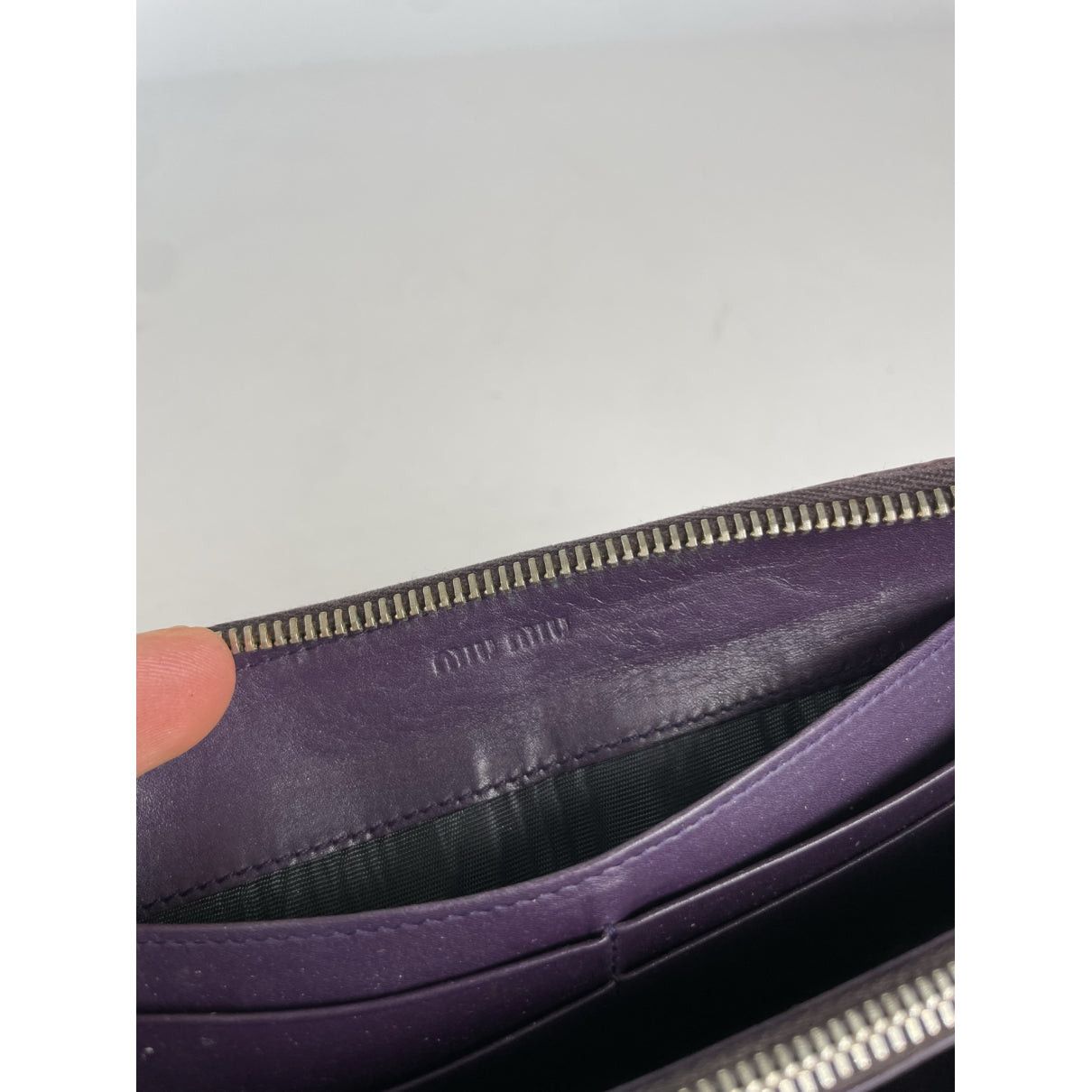 Miu Miu Purple Leather Wallet Size ONE SIZE - 4 Thumbnail