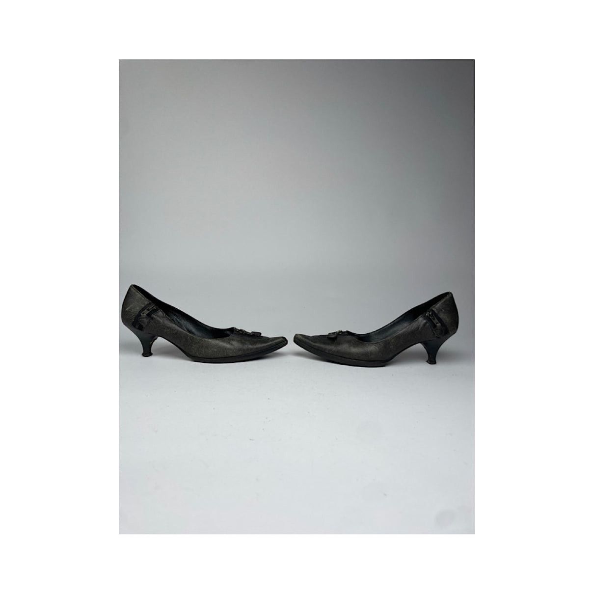 Miu Miu Anthracite Leather Heel Size US 5.5 / IT 35.5 - 2 Thumbnail