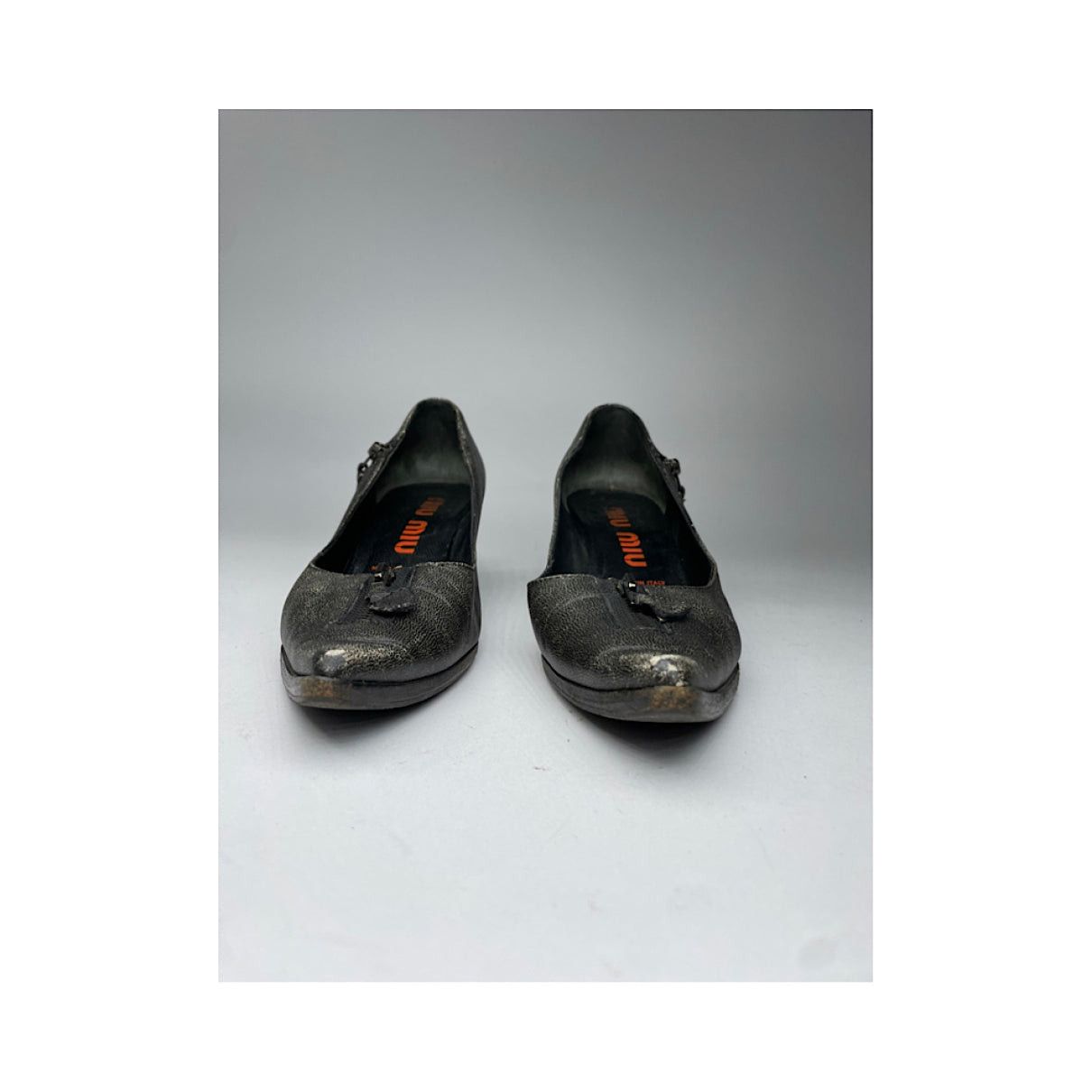 Miu Miu Anthracite Leather Heel Size US 5.5 / IT 35.5 - 4 Thumbnail