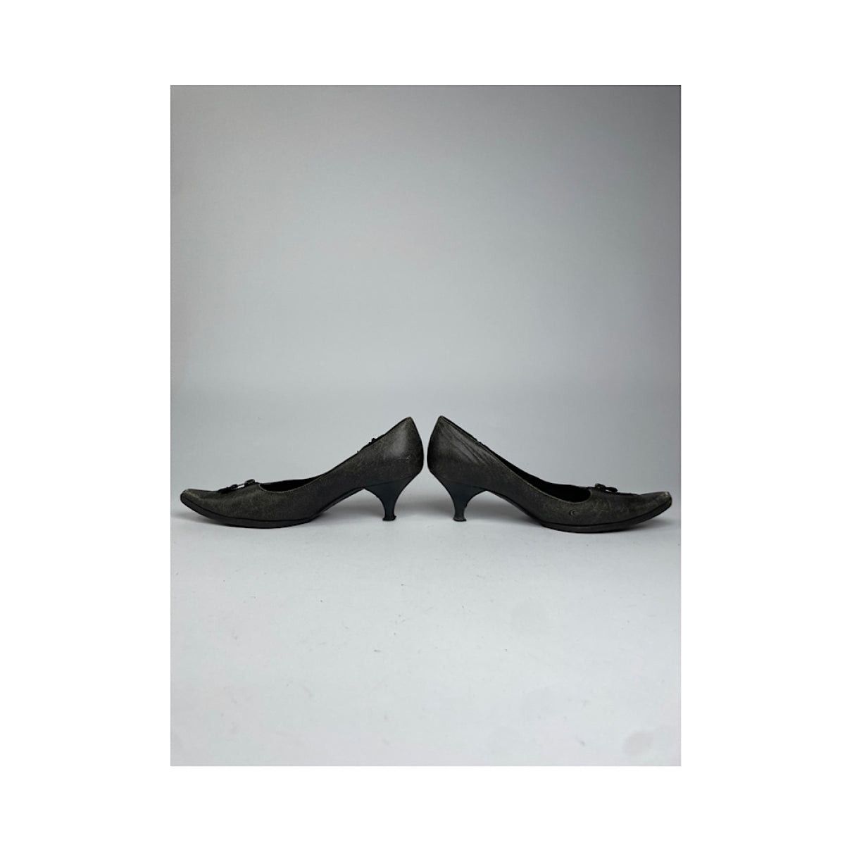 Miu Miu Anthracite Leather Heel Size US 5.5 / IT 35.5 - 3 Thumbnail