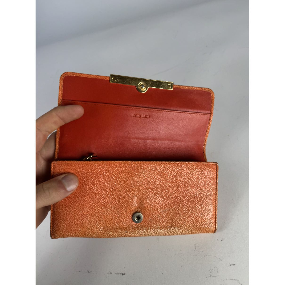 Miu Miu Orange Leather Wallet Size ONE SIZE - 3 Thumbnail