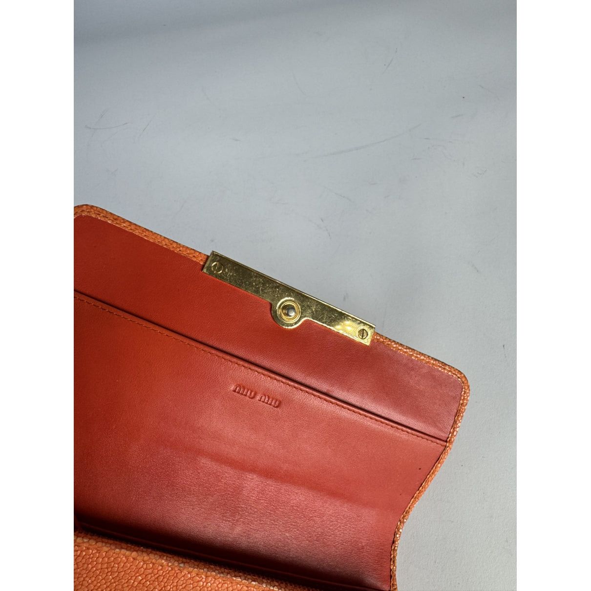 Miu Miu Orange Leather Wallet Size ONE SIZE - 4 Thumbnail