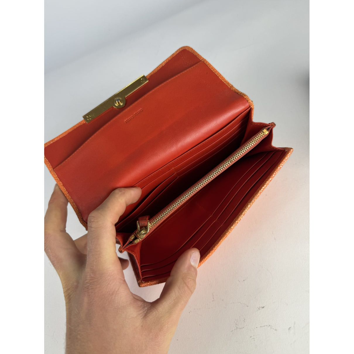 Miu Miu Orange Leather Wallet Size ONE SIZE - 5 Thumbnail