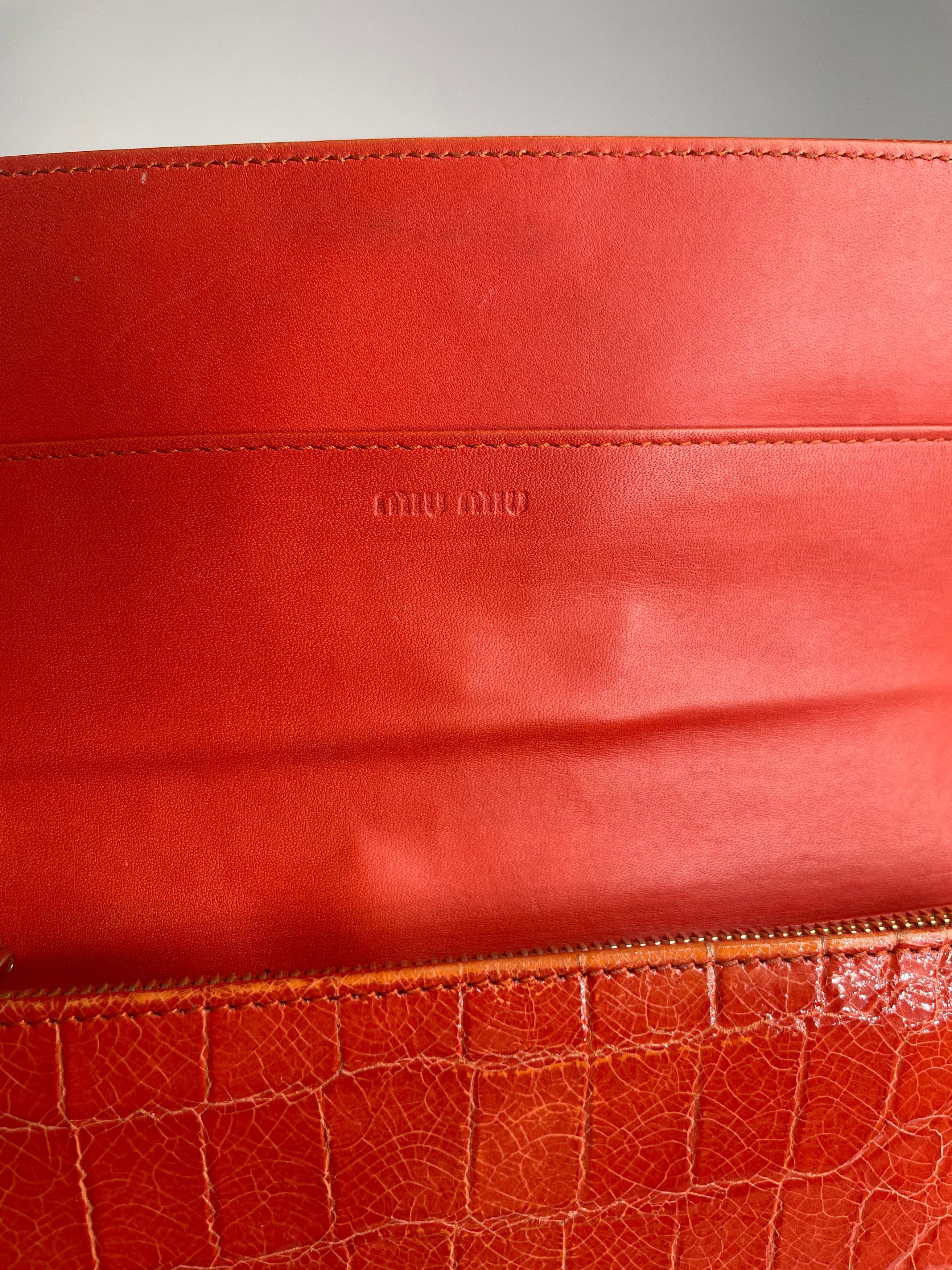 Miu Miu Vintage Leather Wallet Orange Size ONE SIZE - 8 Thumbnail