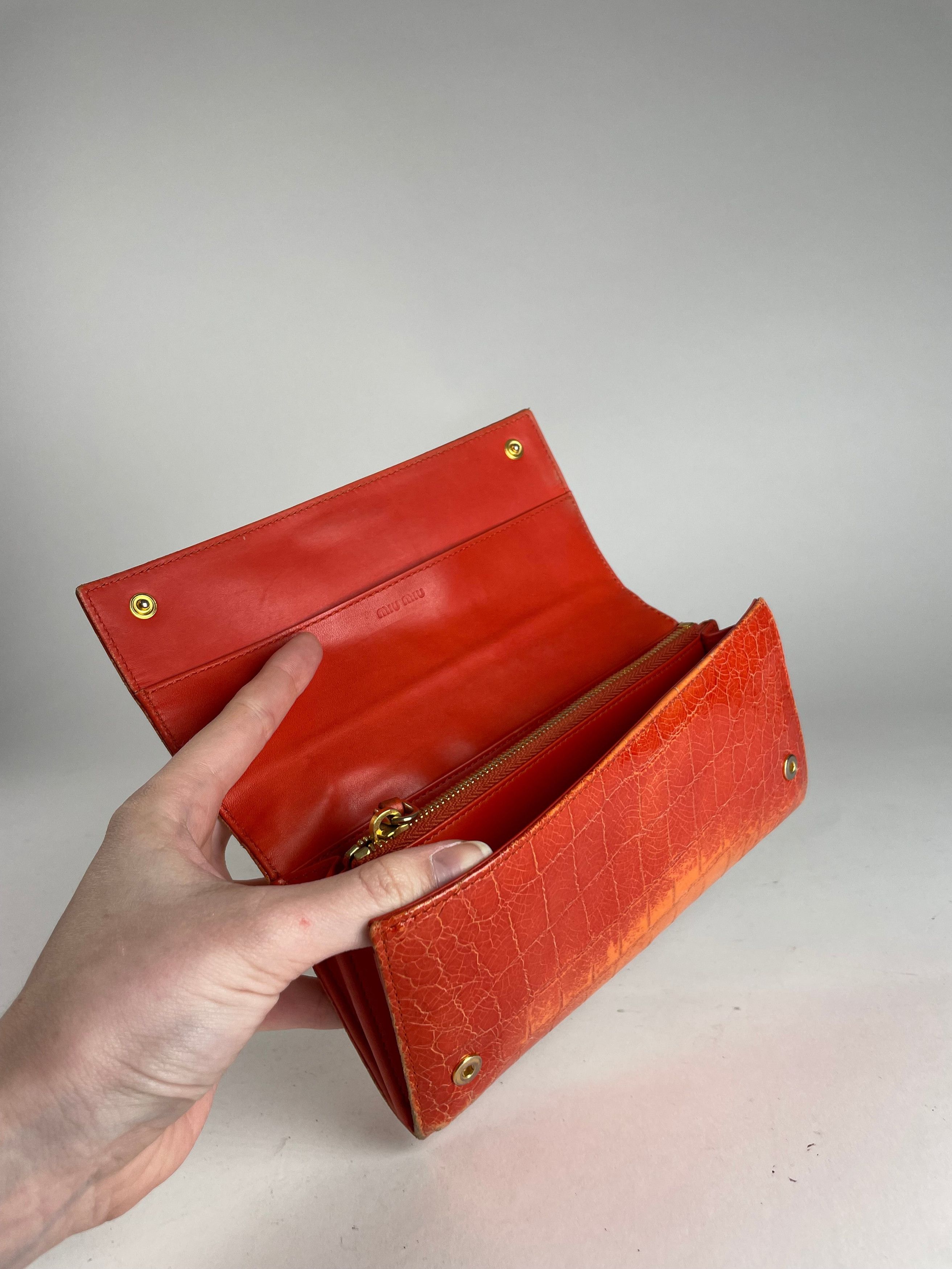 Miu Miu Vintage Leather Wallet Orange Size ONE SIZE - 3 Thumbnail