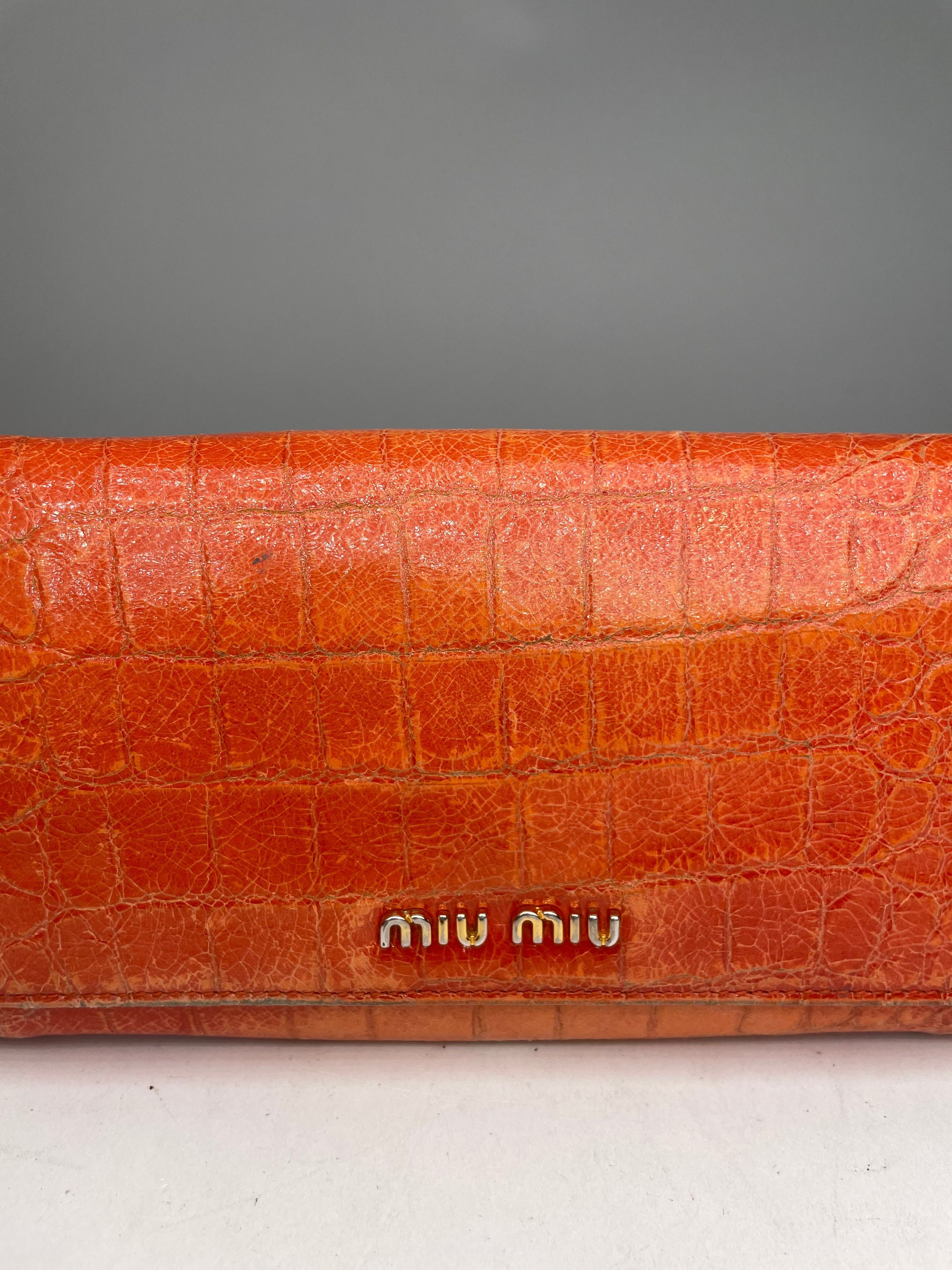 Miu Miu Vintage Leather Wallet Orange Size ONE SIZE - 11 Thumbnail