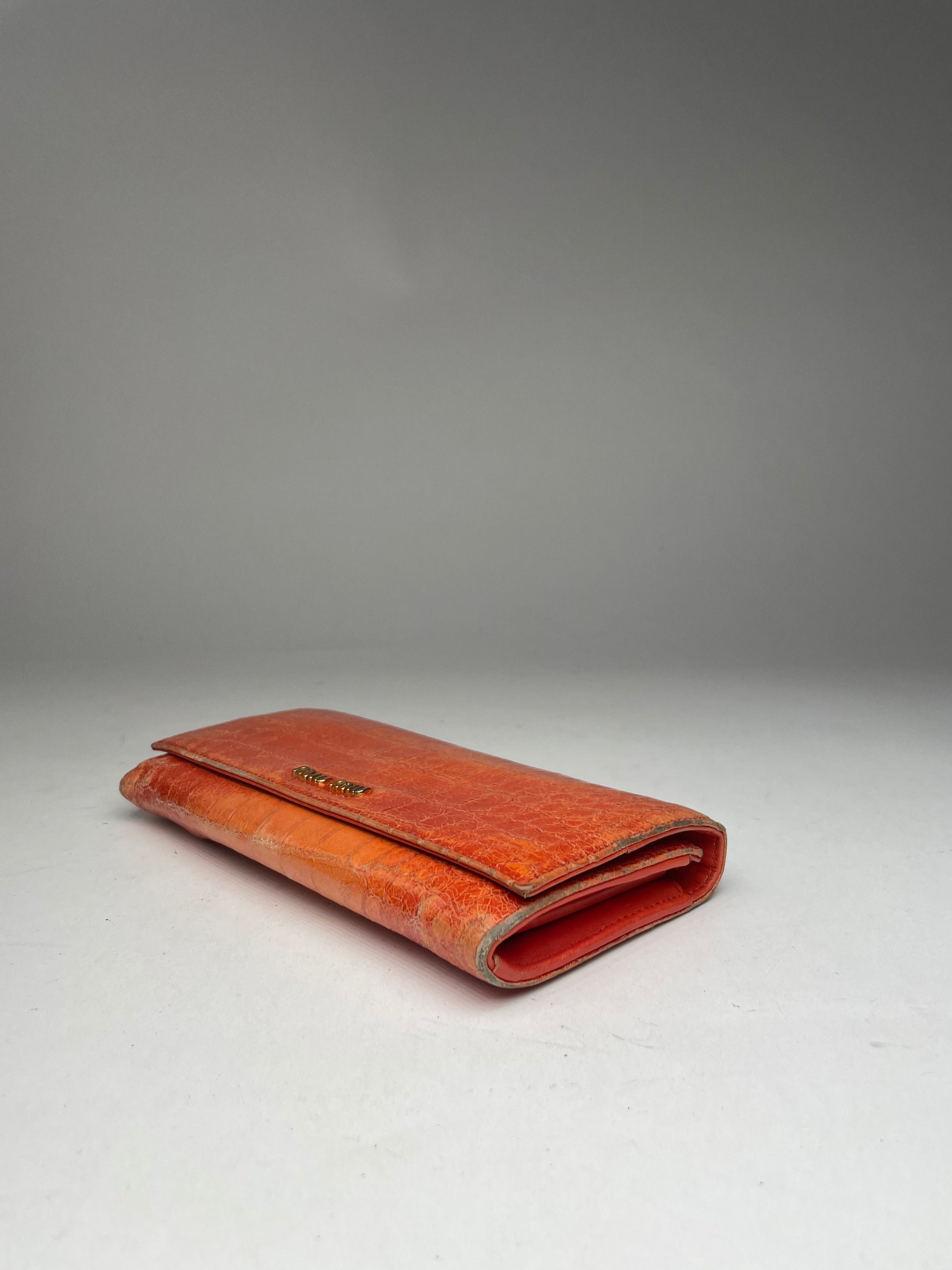 Miu Miu Vintage Leather Wallet Orange Size ONE SIZE - 7 Thumbnail