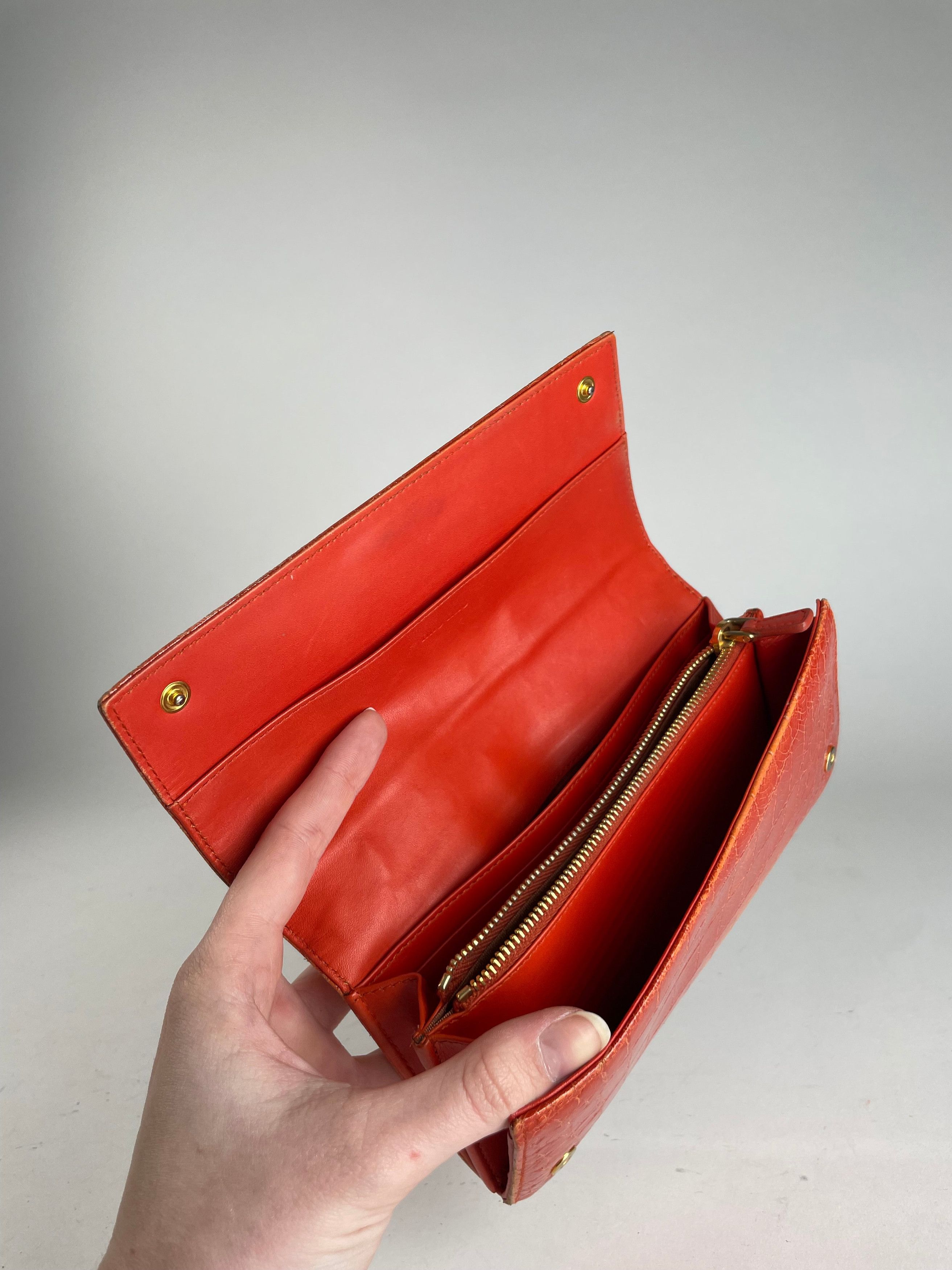 Miu Miu Vintage Leather Wallet Orange Size ONE SIZE - 9 Thumbnail