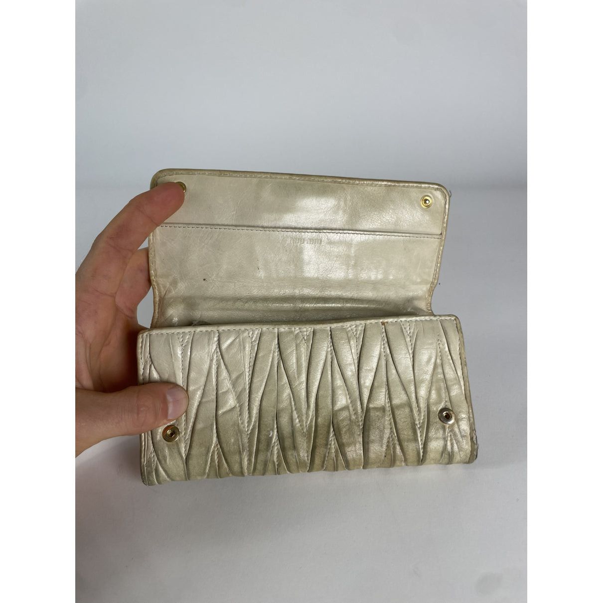 Miu Miu White Leather Wallet Size ONE SIZE - 3 Thumbnail