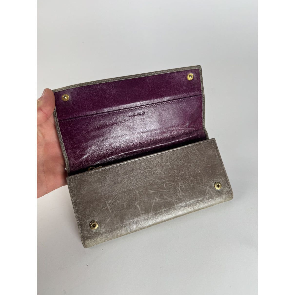 Miu Miu Grey Leather Wallet Size ONE SIZE - 5 Thumbnail