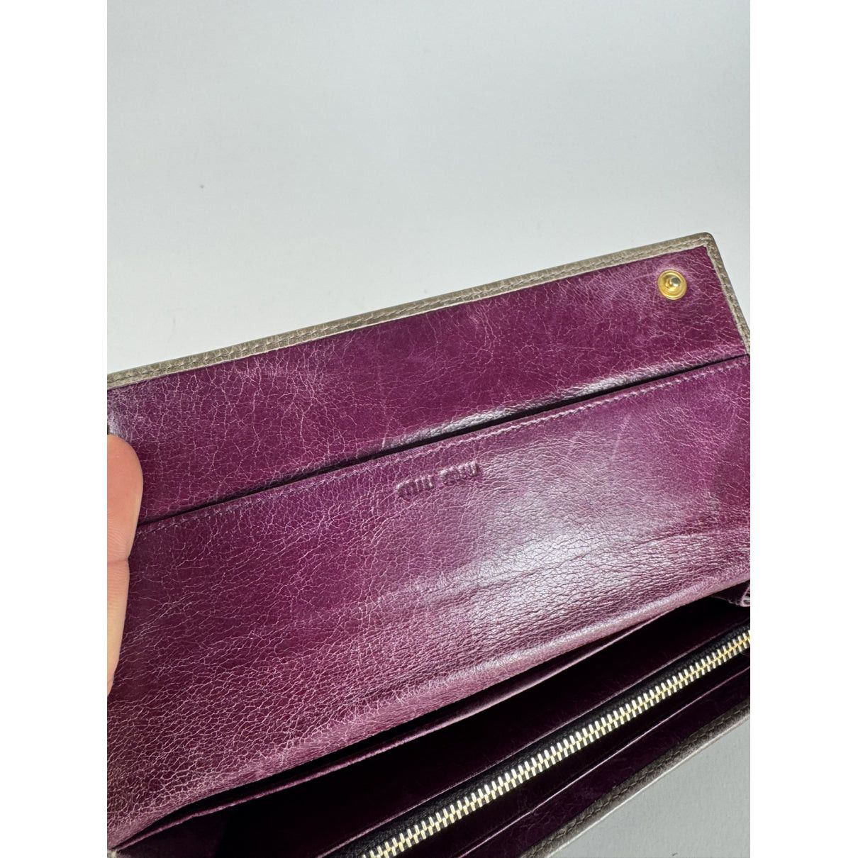 Miu Miu Grey Leather Wallet Size ONE SIZE - 4 Thumbnail