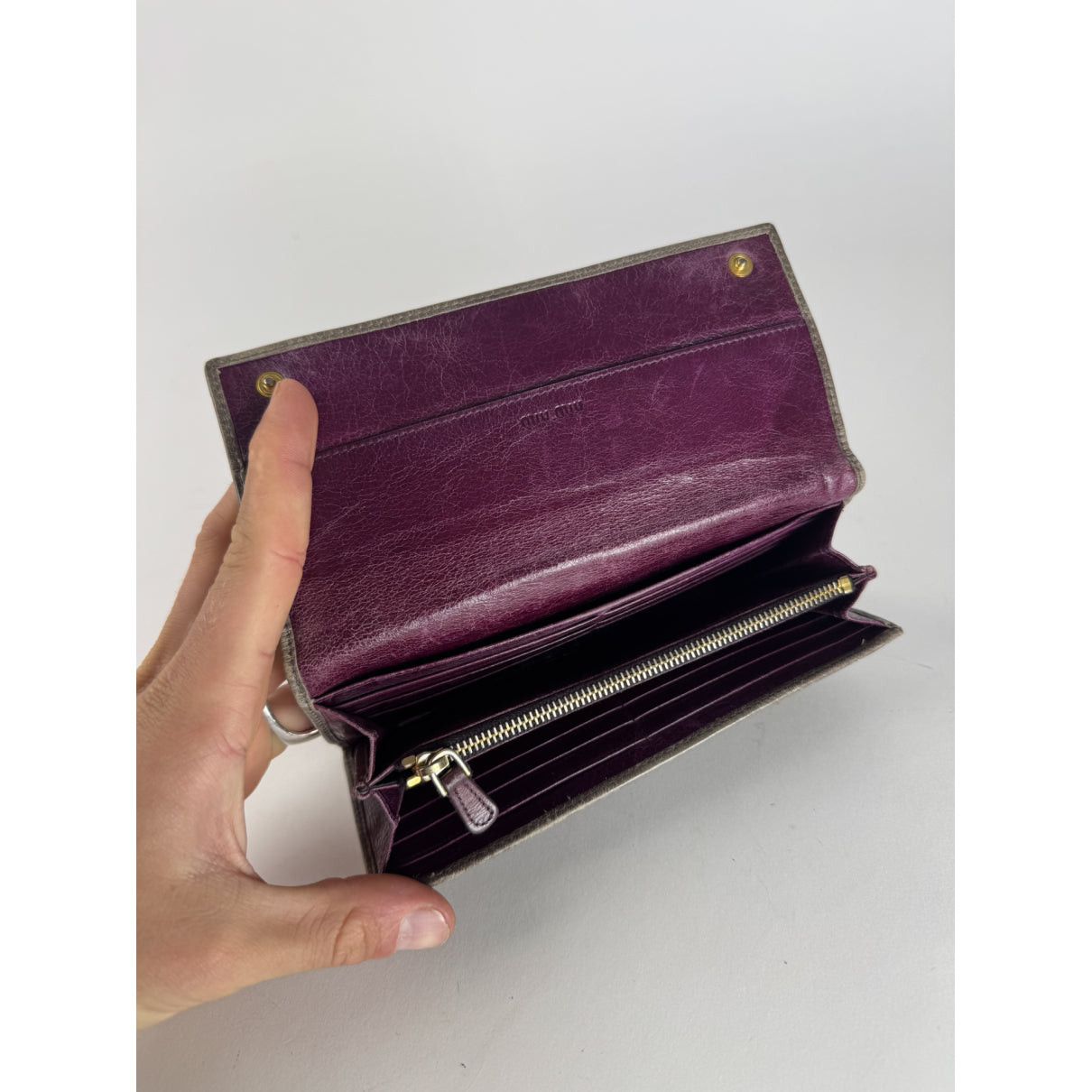 Miu Miu Grey Leather Wallet Size ONE SIZE - 3 Thumbnail