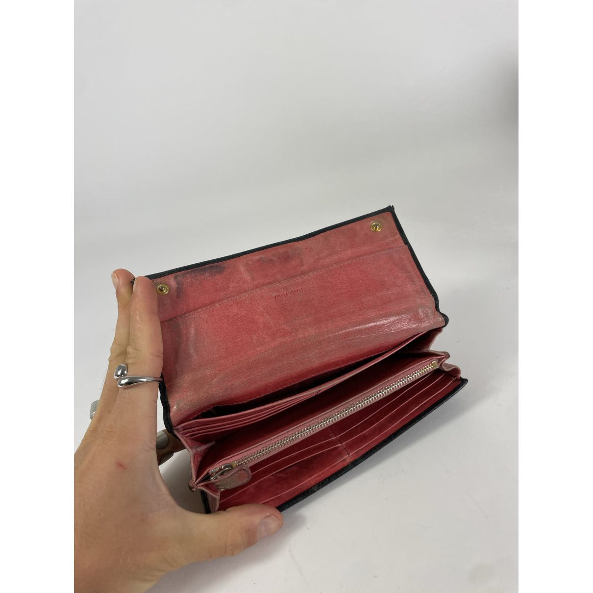 Miu Miu Black Leather Wallet Size ONE SIZE - 3 Thumbnail