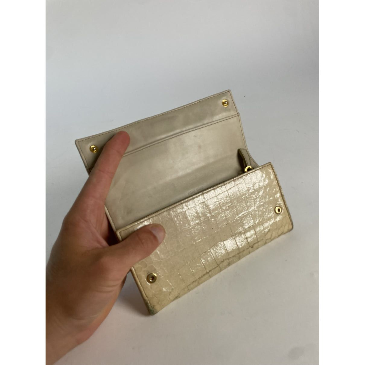 Miu Miu White Leather Wallet Size ONE SIZE - 3 Thumbnail