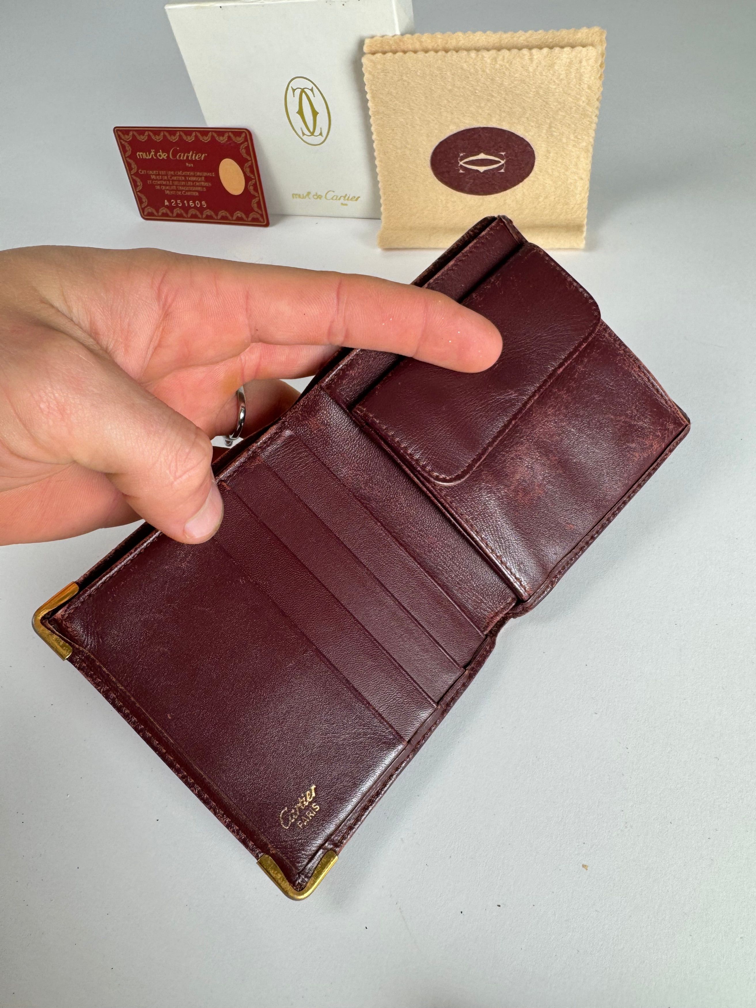 Other Vintage Cartier Leather Flap Wallet Burgundy Size ONE SIZE - 5 Thumbnail