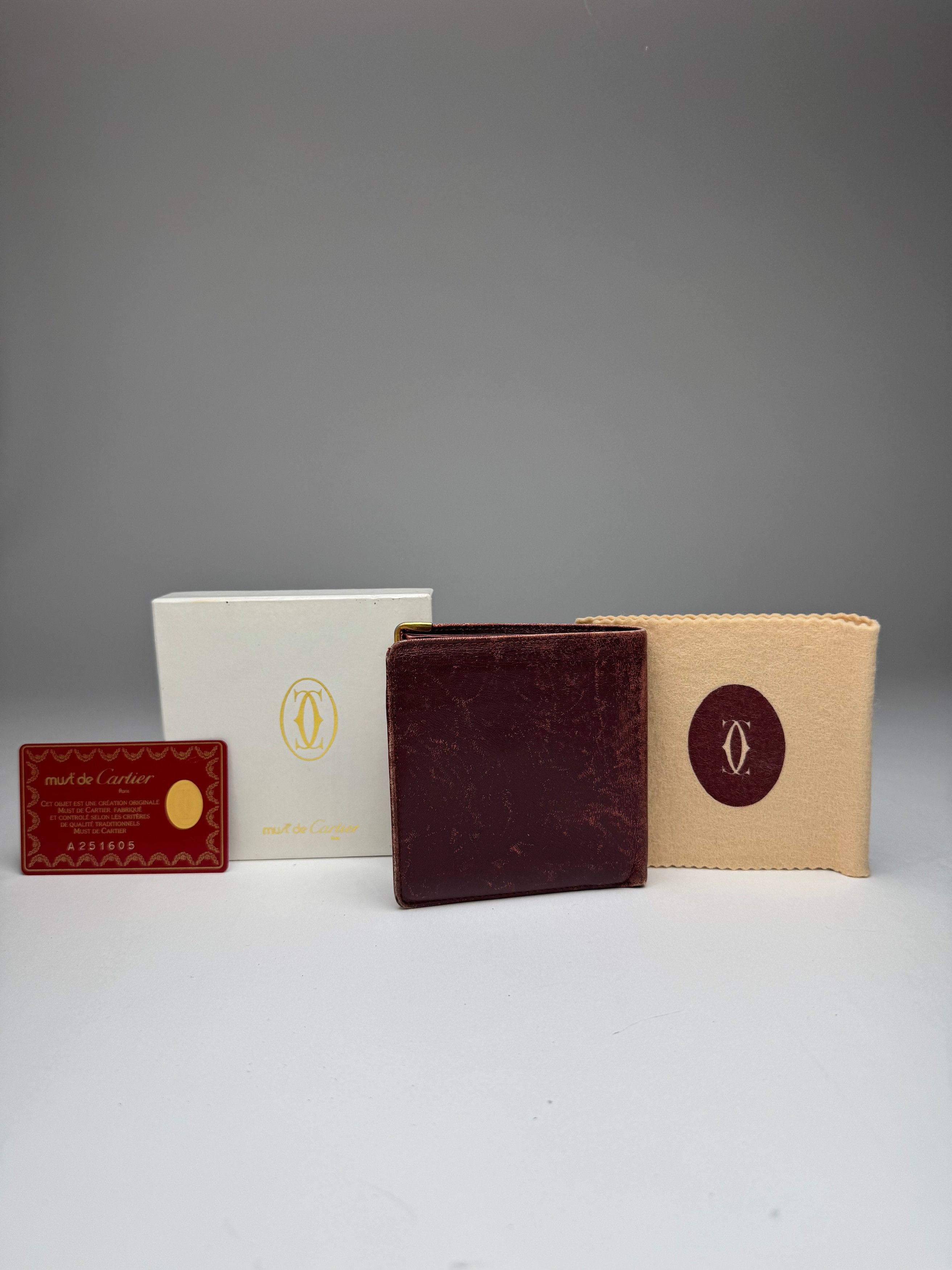 Other Vintage Cartier Leather Flap Wallet Burgundy Size ONE SIZE - 3 Thumbnail