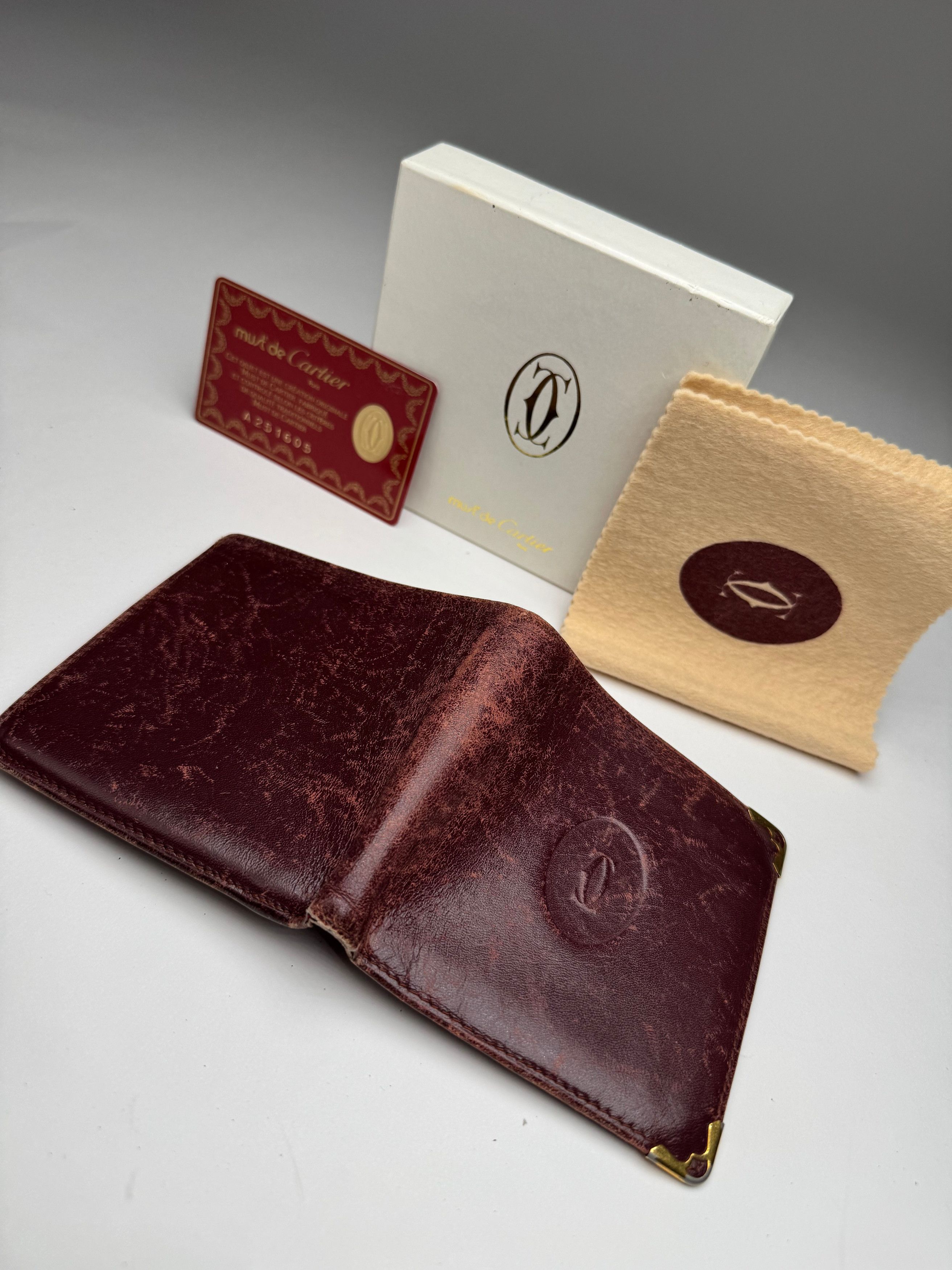 Other Vintage Cartier Leather Flap Wallet Burgundy Size ONE SIZE - 8 Thumbnail