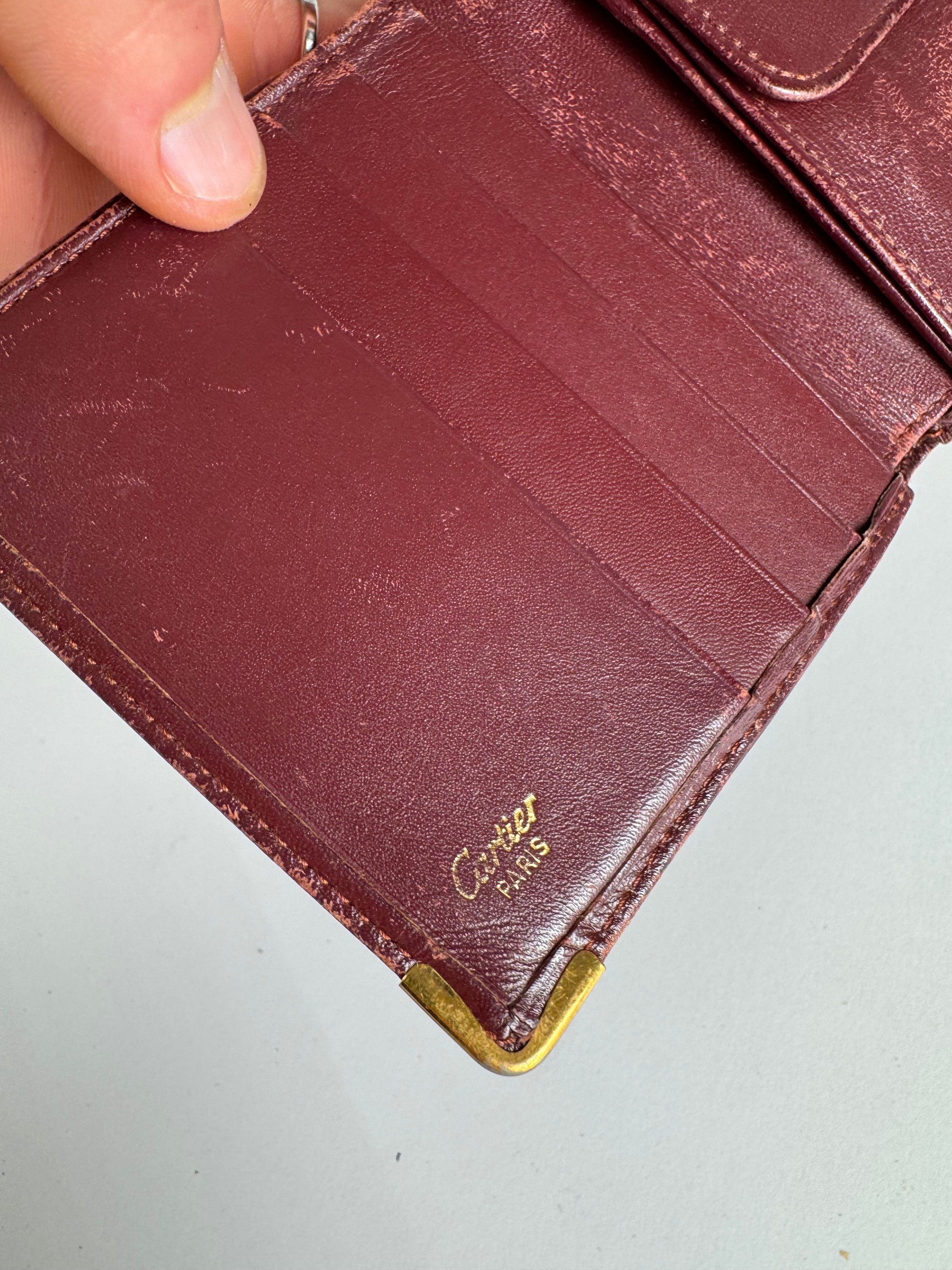 Other Vintage Cartier Leather Flap Wallet Burgundy Size ONE SIZE - 6 Thumbnail