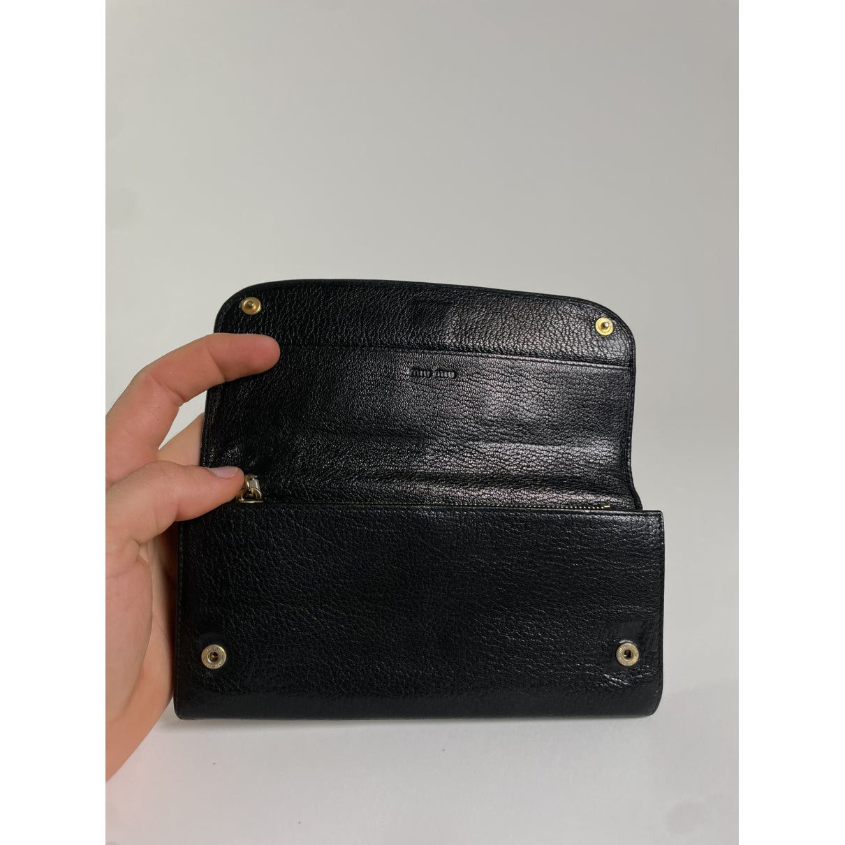 Miu Miu Black Leather Wallet Size ONE SIZE - 3 Thumbnail