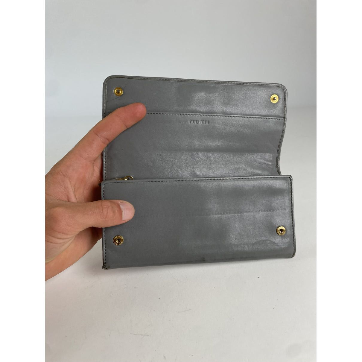 Miu Miu Silver Leather Wallet Size ONE SIZE - 3 Thumbnail