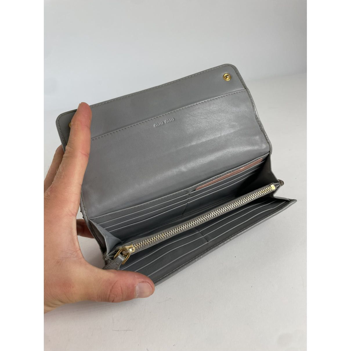 Miu Miu Silver Leather Wallet Size ONE SIZE - 4 Thumbnail