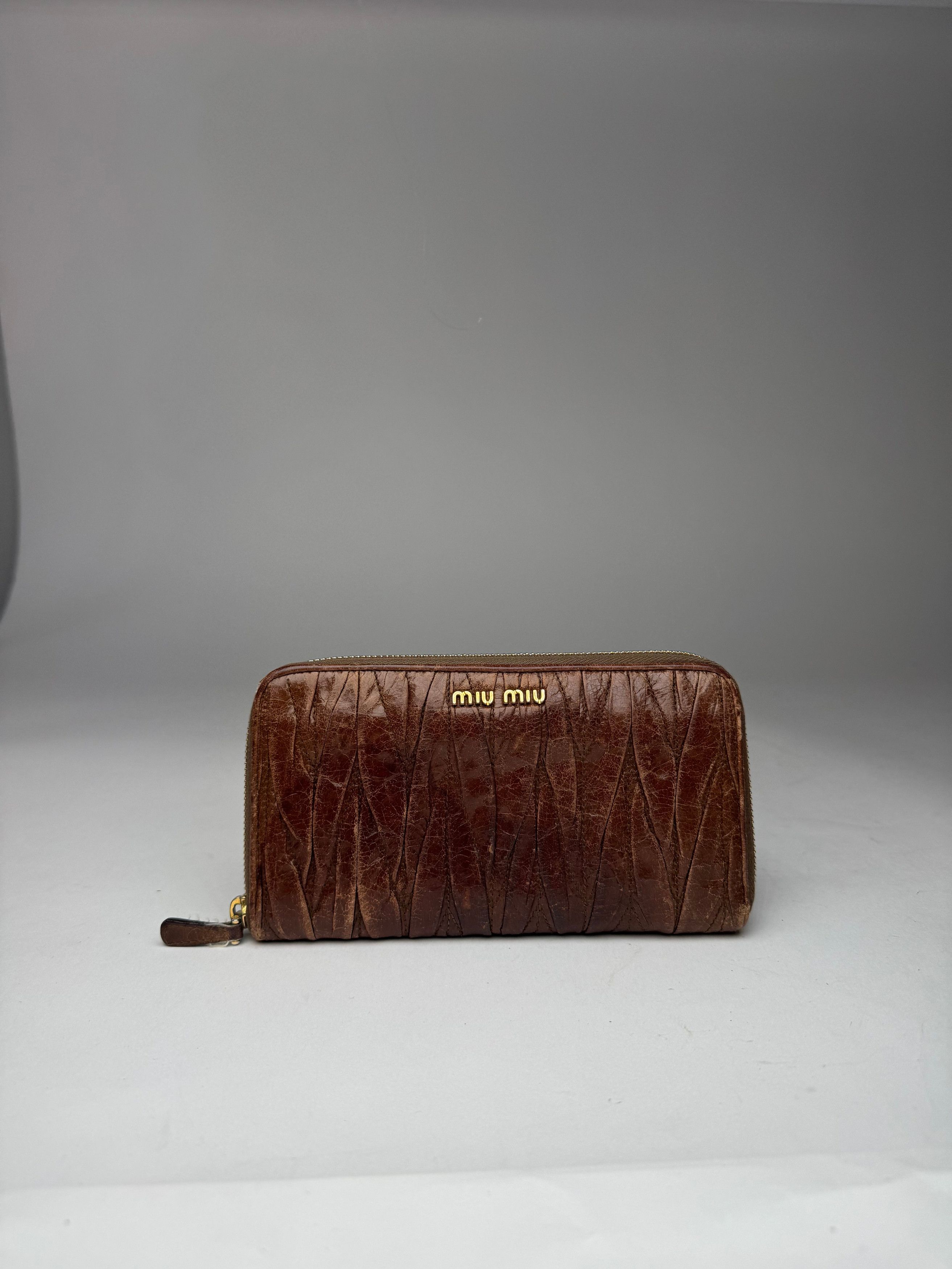 Miu Miu Vintage Metallasse Leather Wallet Brown Size ONE SIZE - 8 Thumbnail