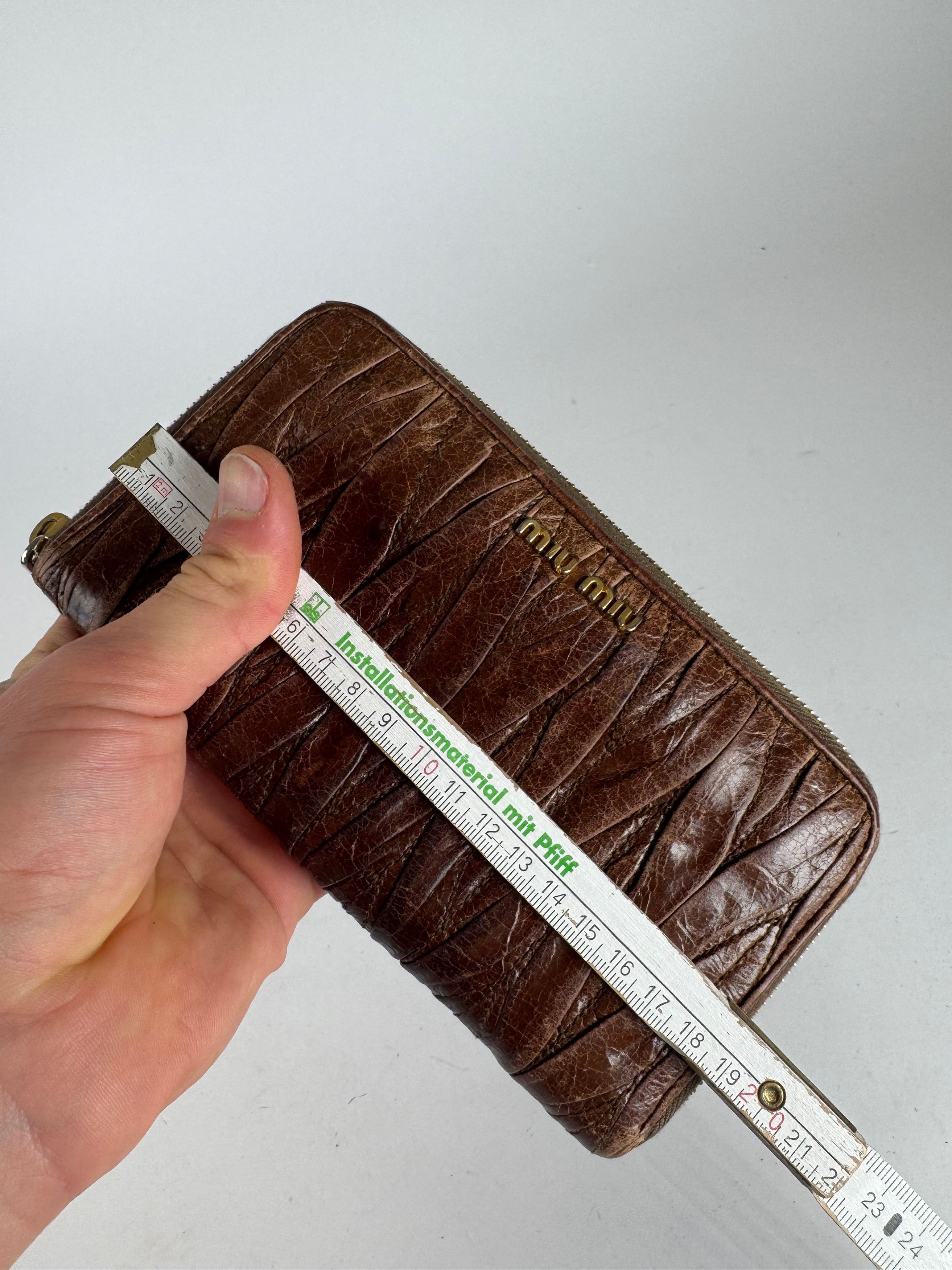 Miu Miu Vintage Metallasse Leather Wallet Brown Size ONE SIZE - 6 Thumbnail