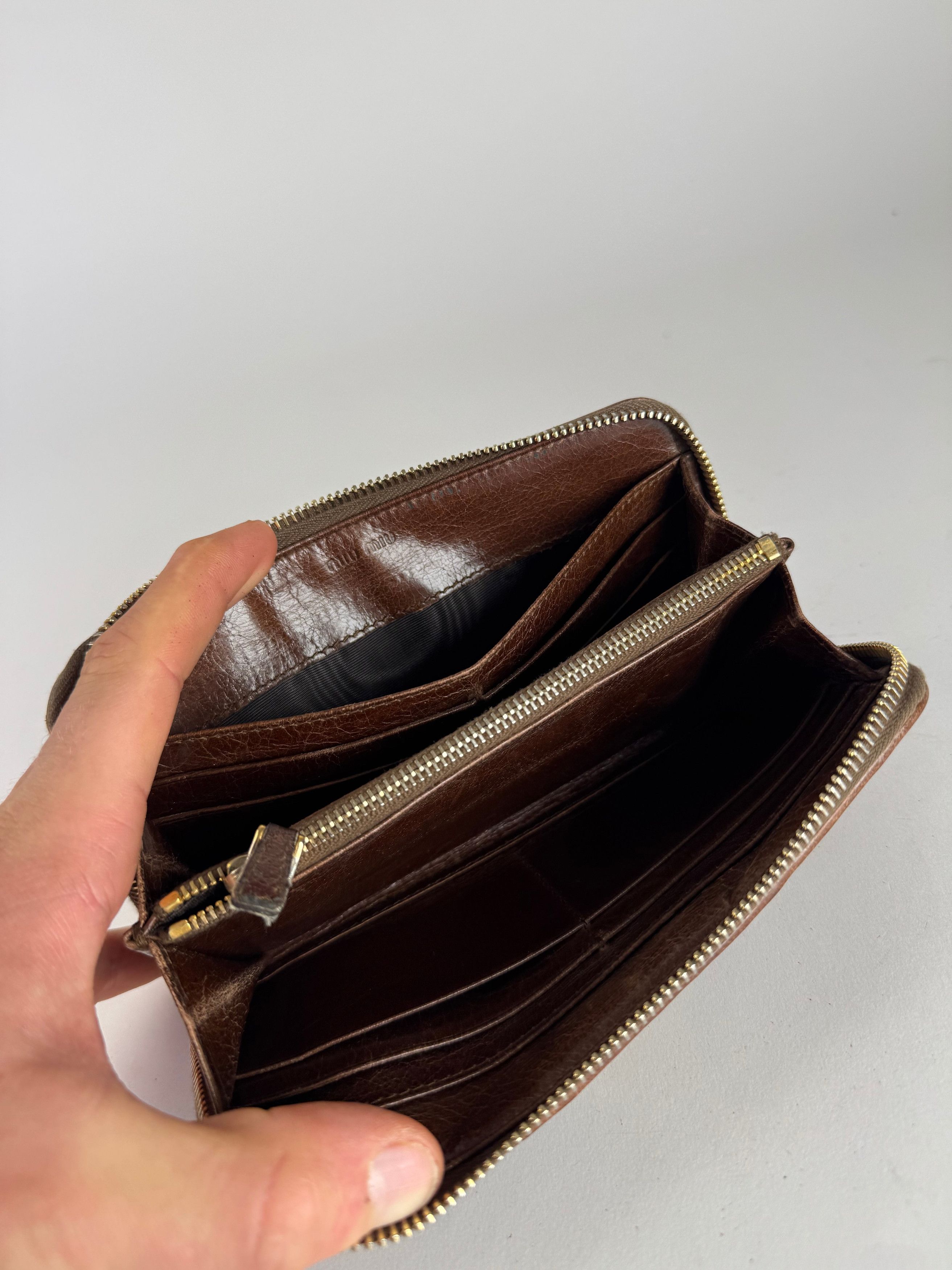 Miu Miu Vintage Metallasse Leather Wallet Brown Size ONE SIZE - 3 Thumbnail