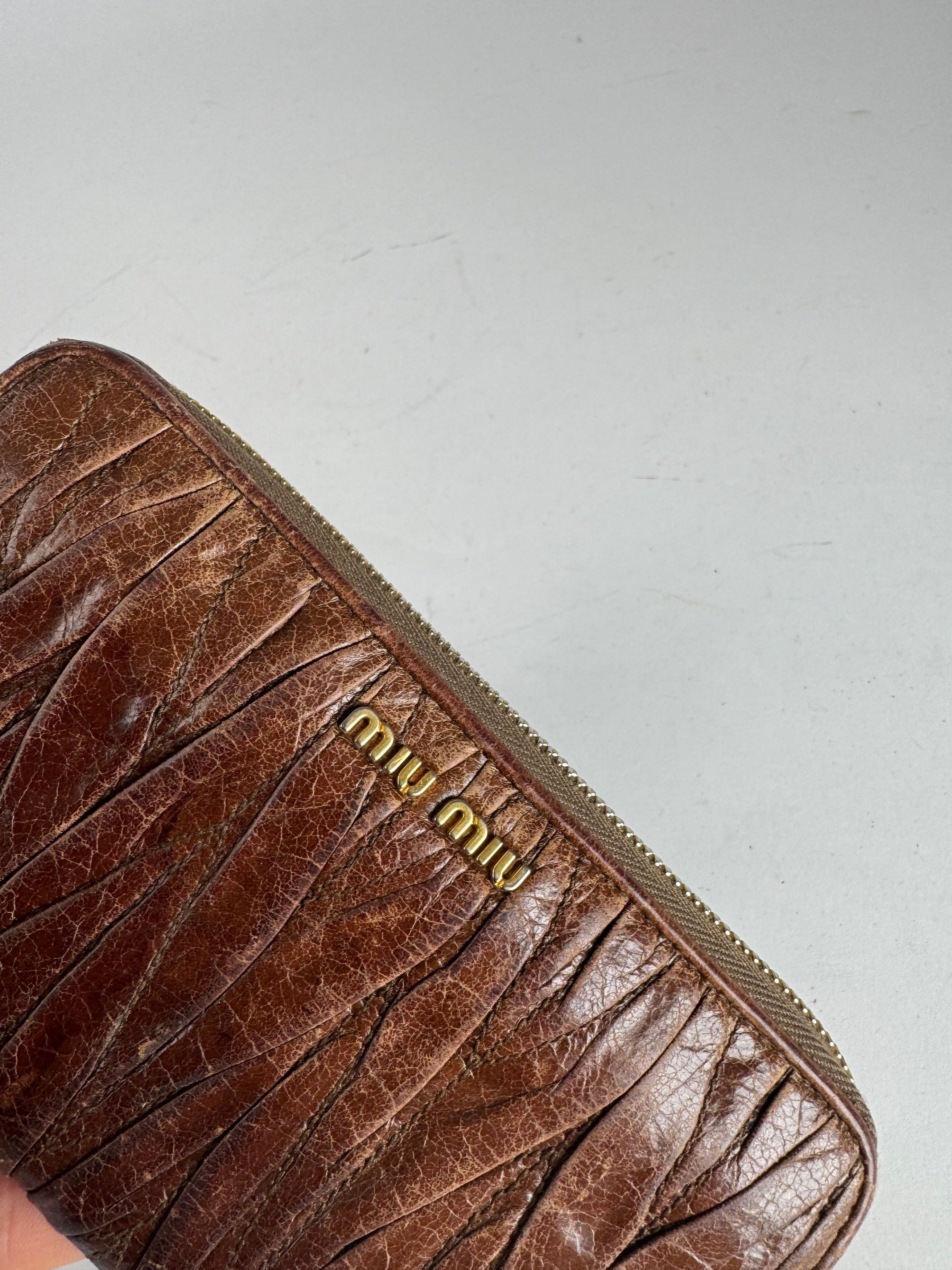 Miu Miu Vintage Metallasse Leather Wallet Brown Size ONE SIZE - 5 Thumbnail
