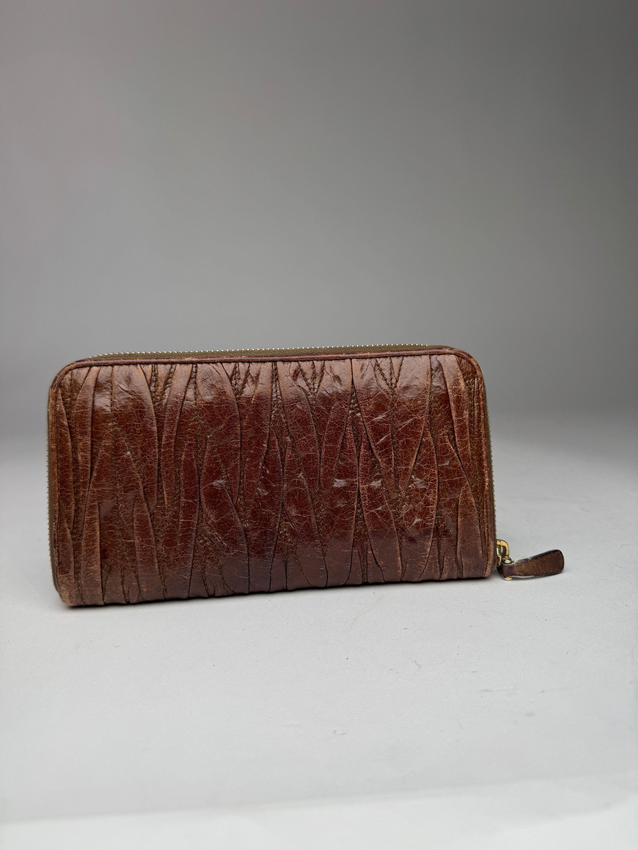 Miu Miu Vintage Metallasse Leather Wallet Brown Size ONE SIZE - 9 Thumbnail