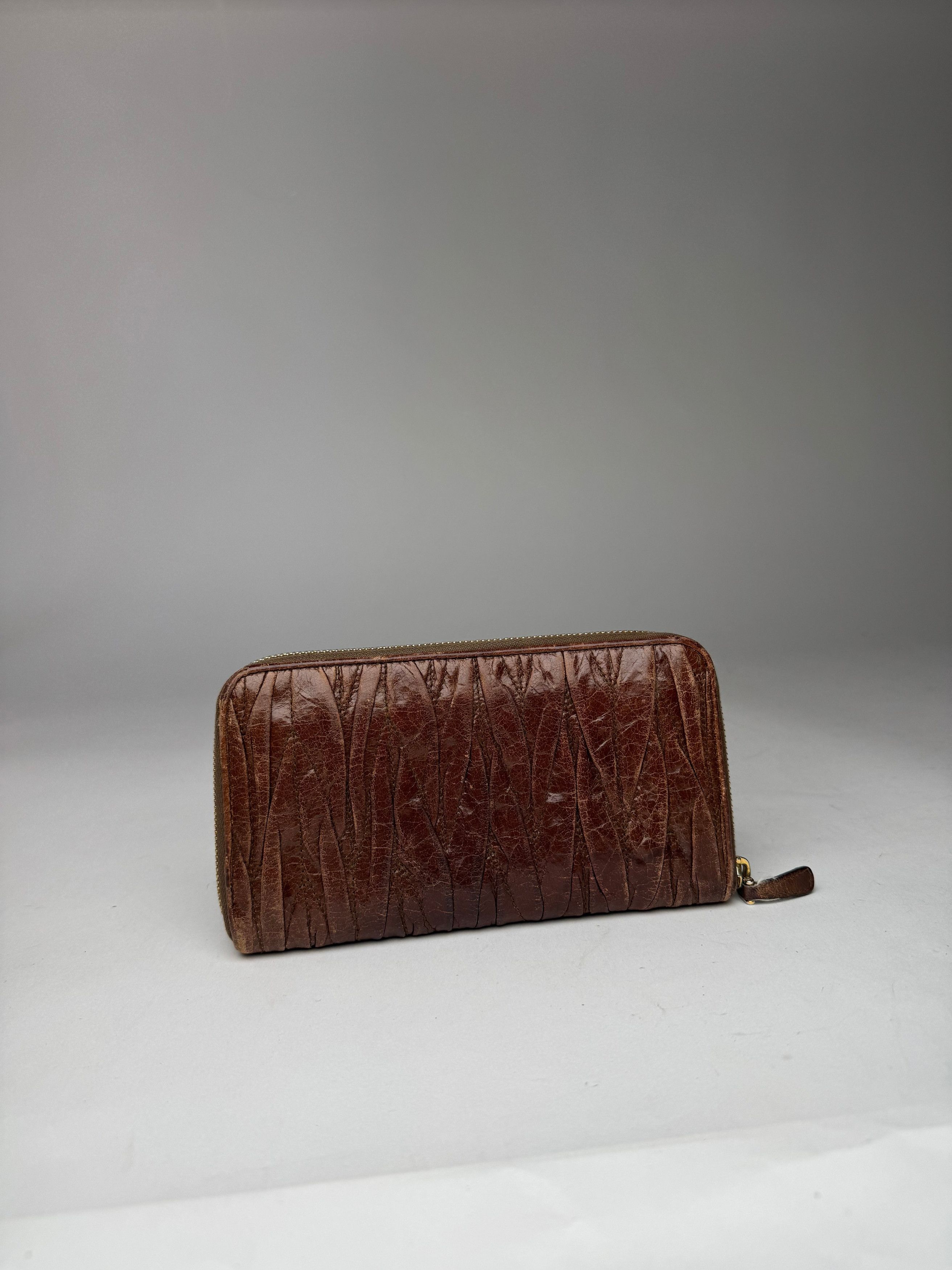 Miu Miu Vintage Metallasse Leather Wallet Brown Size ONE SIZE - 2 Thumbnail