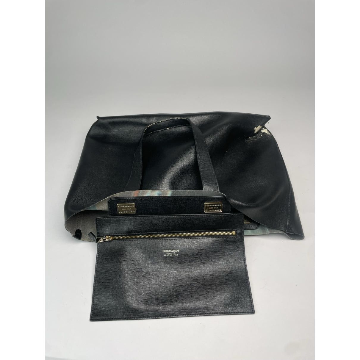 Giorgio Armani Black Leather Handbag Size ONE SIZE - 2 Thumbnail