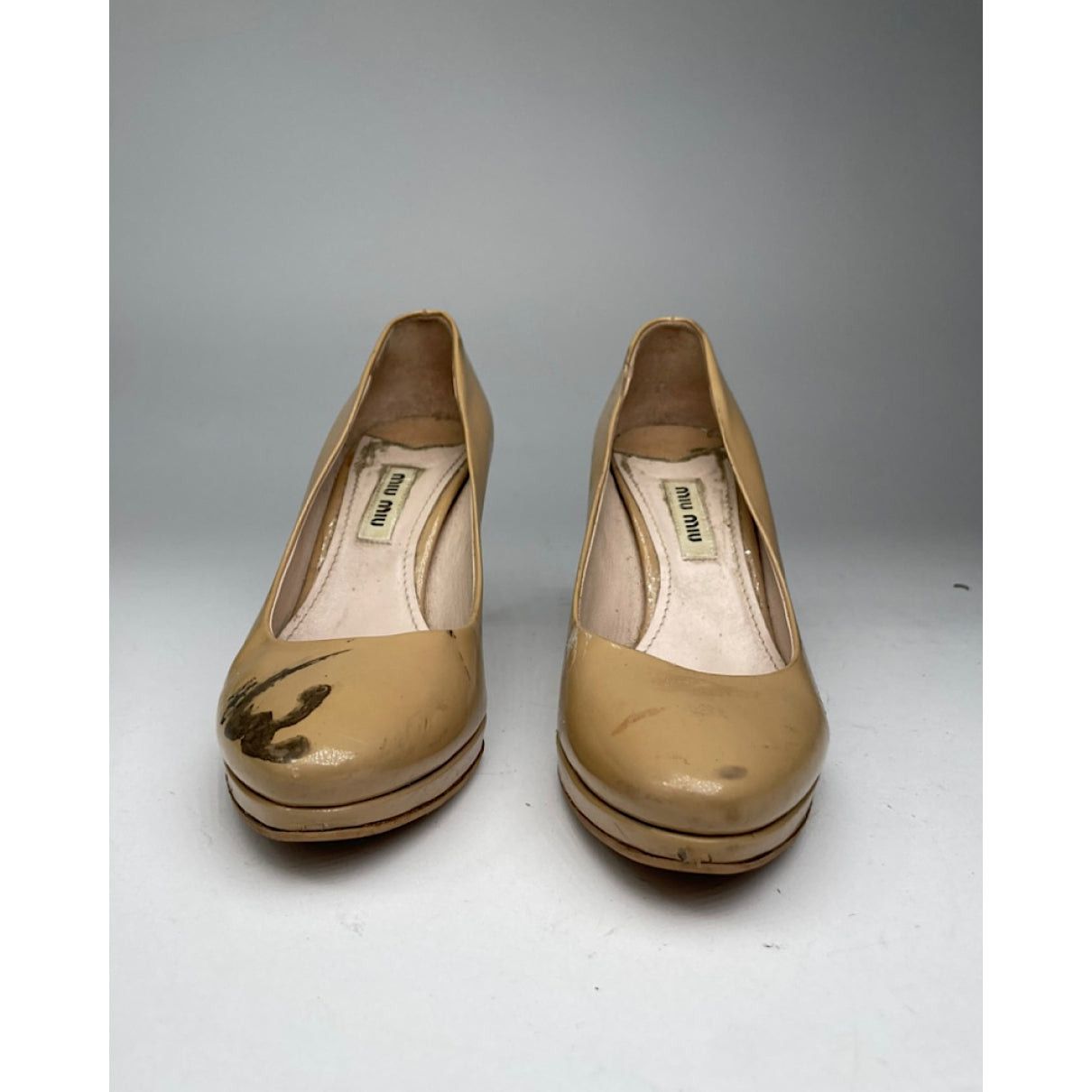 Miu Miu Beige Patent Leather Heel Size US 4 / IT 34 - 5 Thumbnail