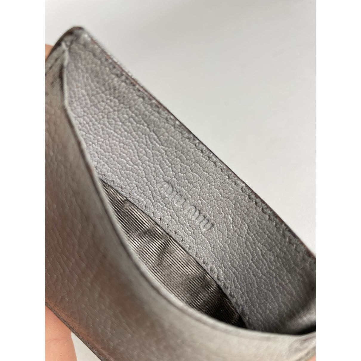 Miu Miu Grey Leather Purse Size ONE SIZE - 4 Thumbnail