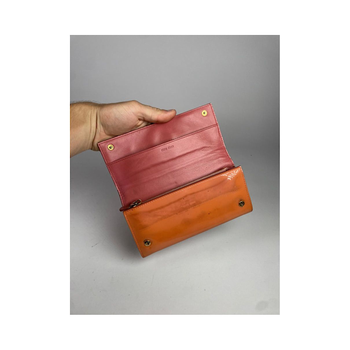 Miu Miu Orange Patent Leather Wallet Size ONE SIZE - 4 Thumbnail