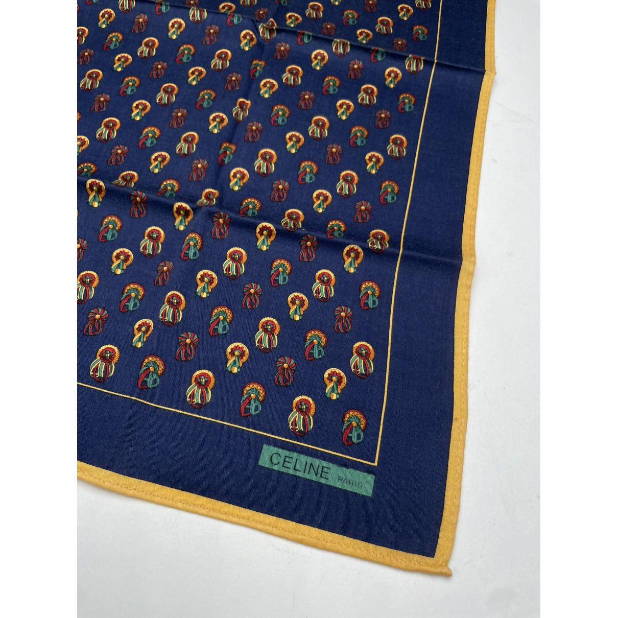 Celine Navy Silk Scarf Size ONE SIZE - 2 Thumbnail