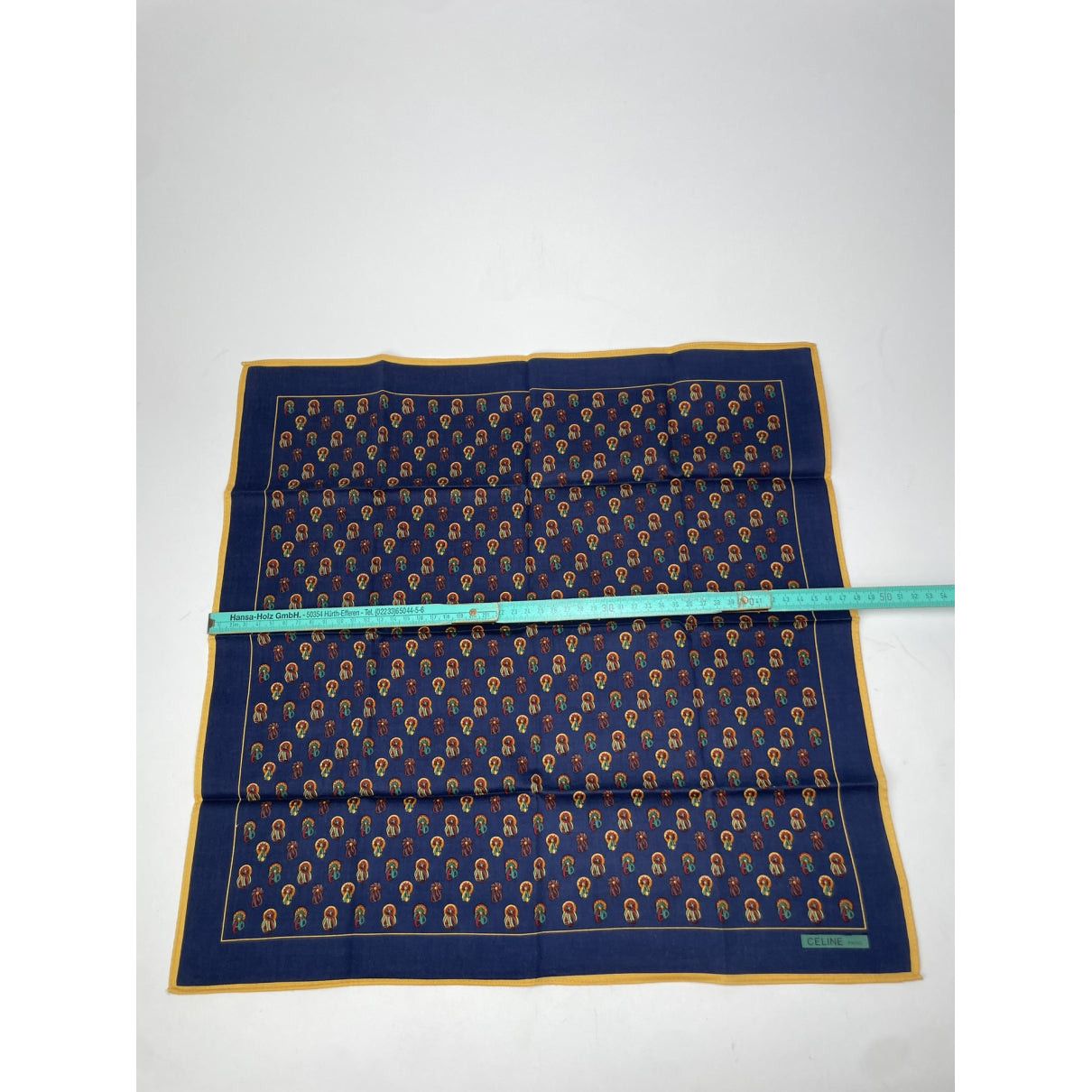 Celine Navy Silk Scarf Size ONE SIZE - 5 Thumbnail