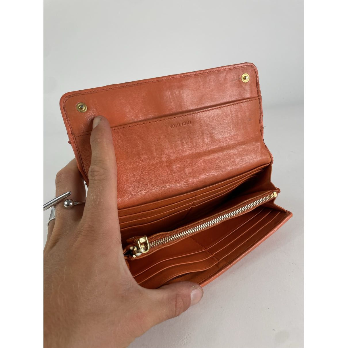 Miu Miu Orange Leather Wallet Size ONE SIZE - 5 Thumbnail