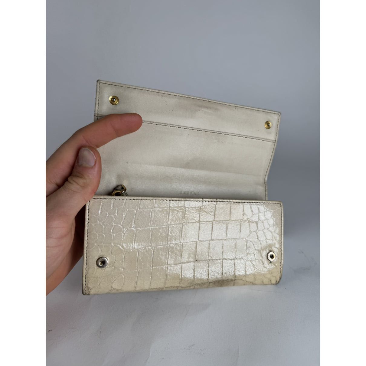 Miu Miu White Leather Wallet Size ONE SIZE - 4 Thumbnail