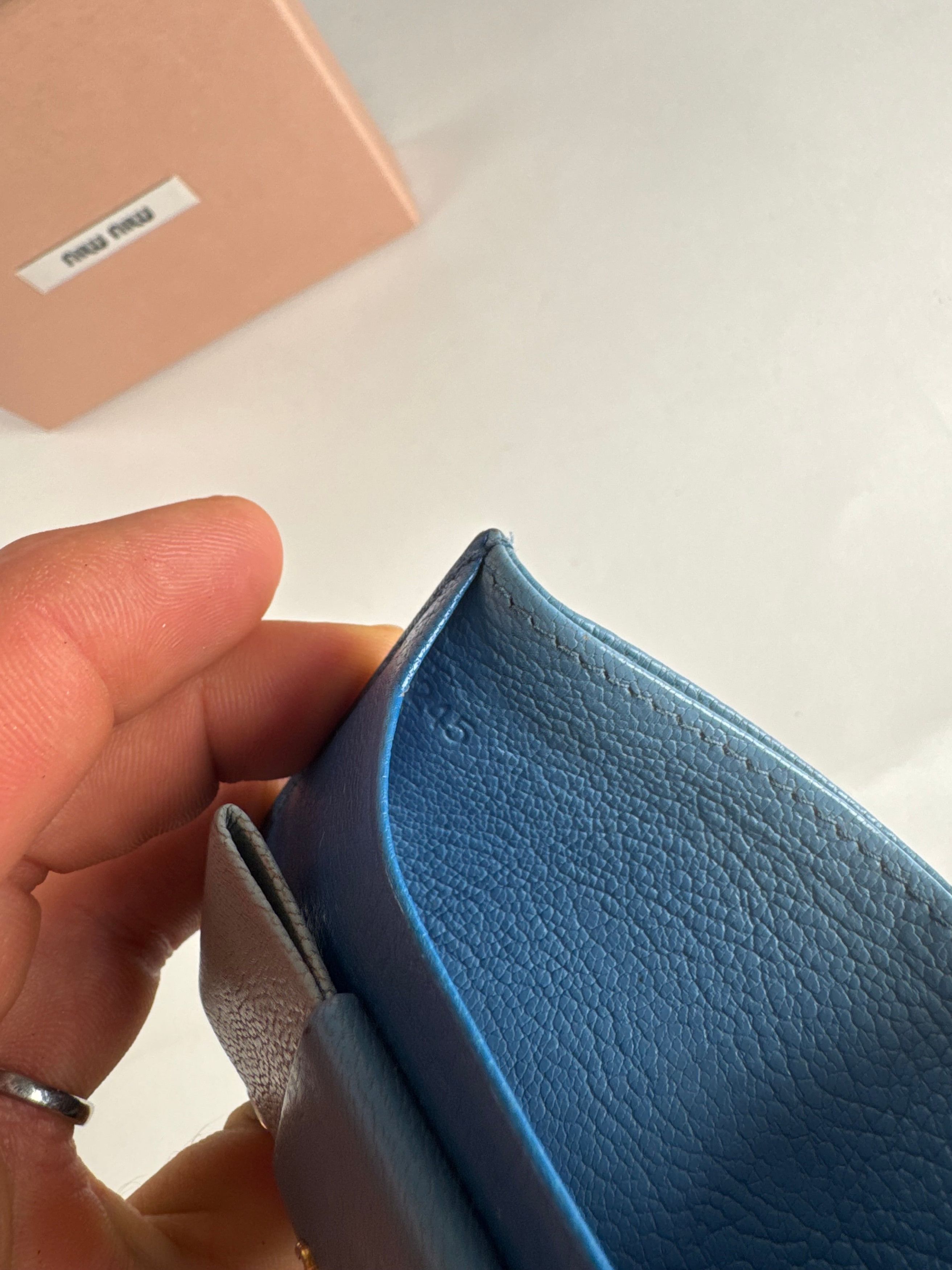 Miu Miu Vintage Leather Card Holder Blue Size ONE SIZE - 5 Thumbnail