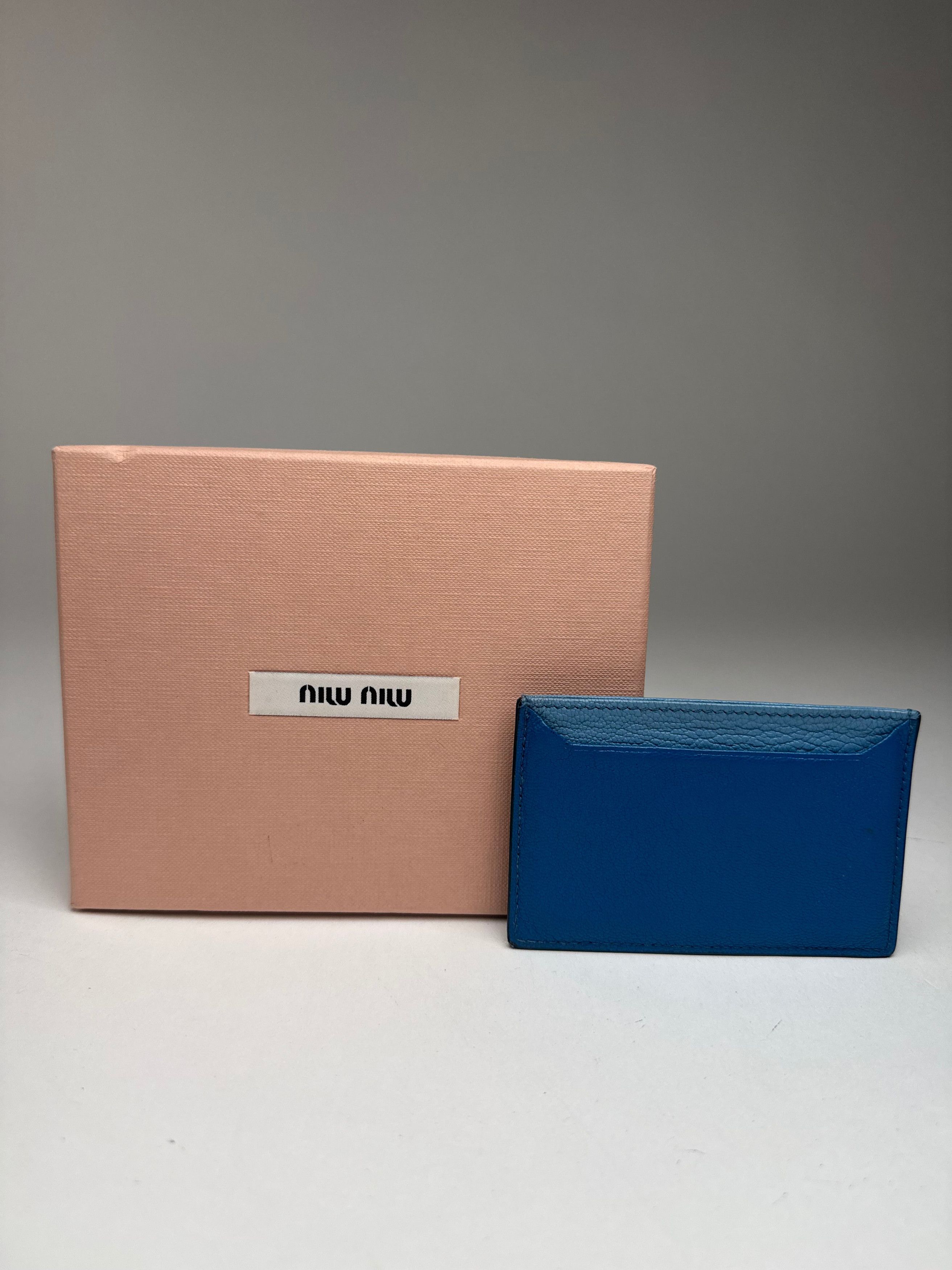 Miu Miu Vintage Leather Card Holder Blue Size ONE SIZE - 2 Thumbnail
